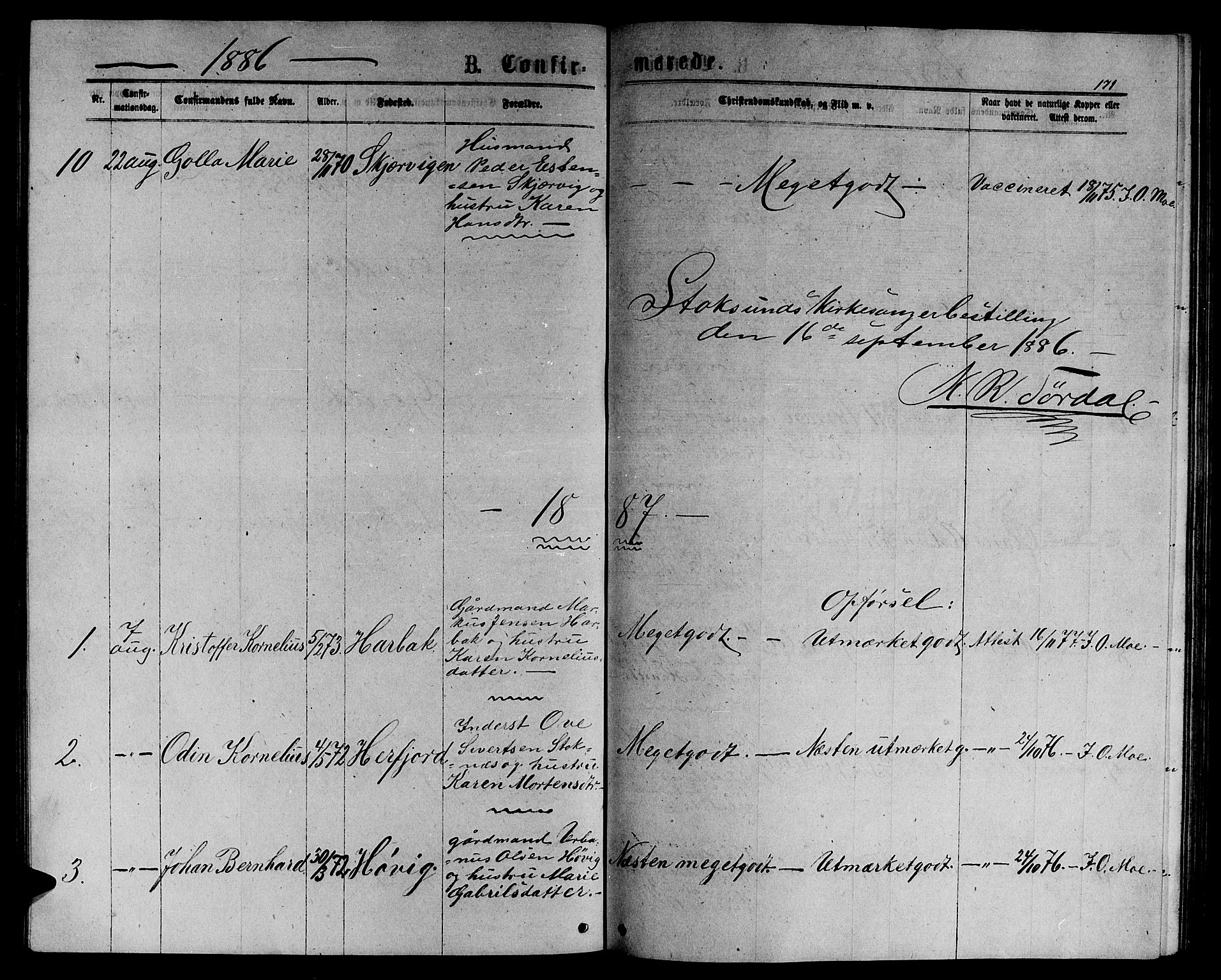 Ministerialprotokoller, klokkerbøker og fødselsregistre - Sør-Trøndelag, SAT/A-1456/656/L0695: Parish register (copy) no. 656C01, 1867-1889, p. 171