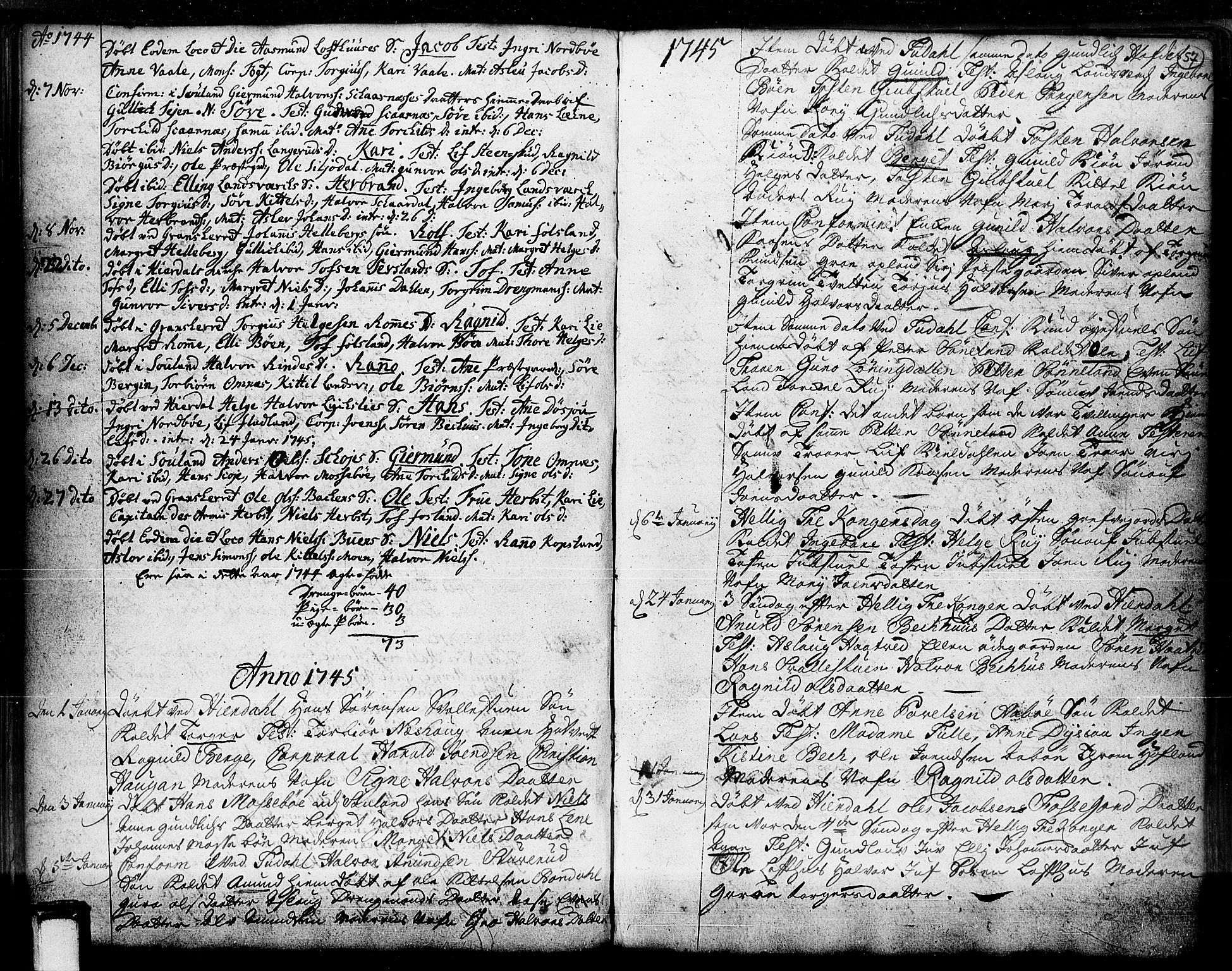Hjartdal kirkebøker, SAKO/A-270/F/Fa/L0003: Parish register (official) no. I 3, 1727-1775, p. 57