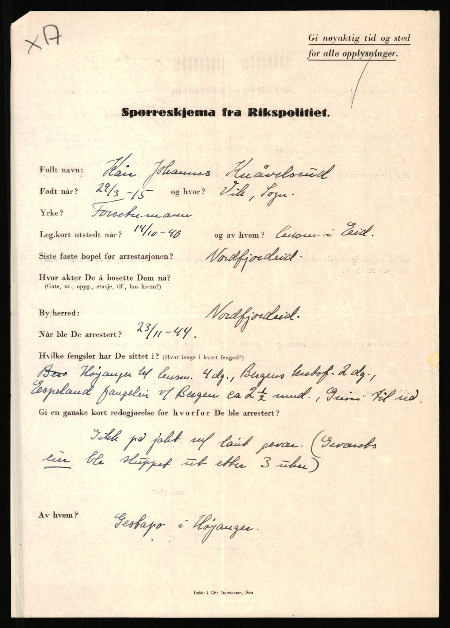 Rikspolitisjefen, AV/RA-S-1560/L/L0009: Karlsen, Aksel Emanuel - Kristiansen, Øivind Vetre, 1940-1945, p. 675