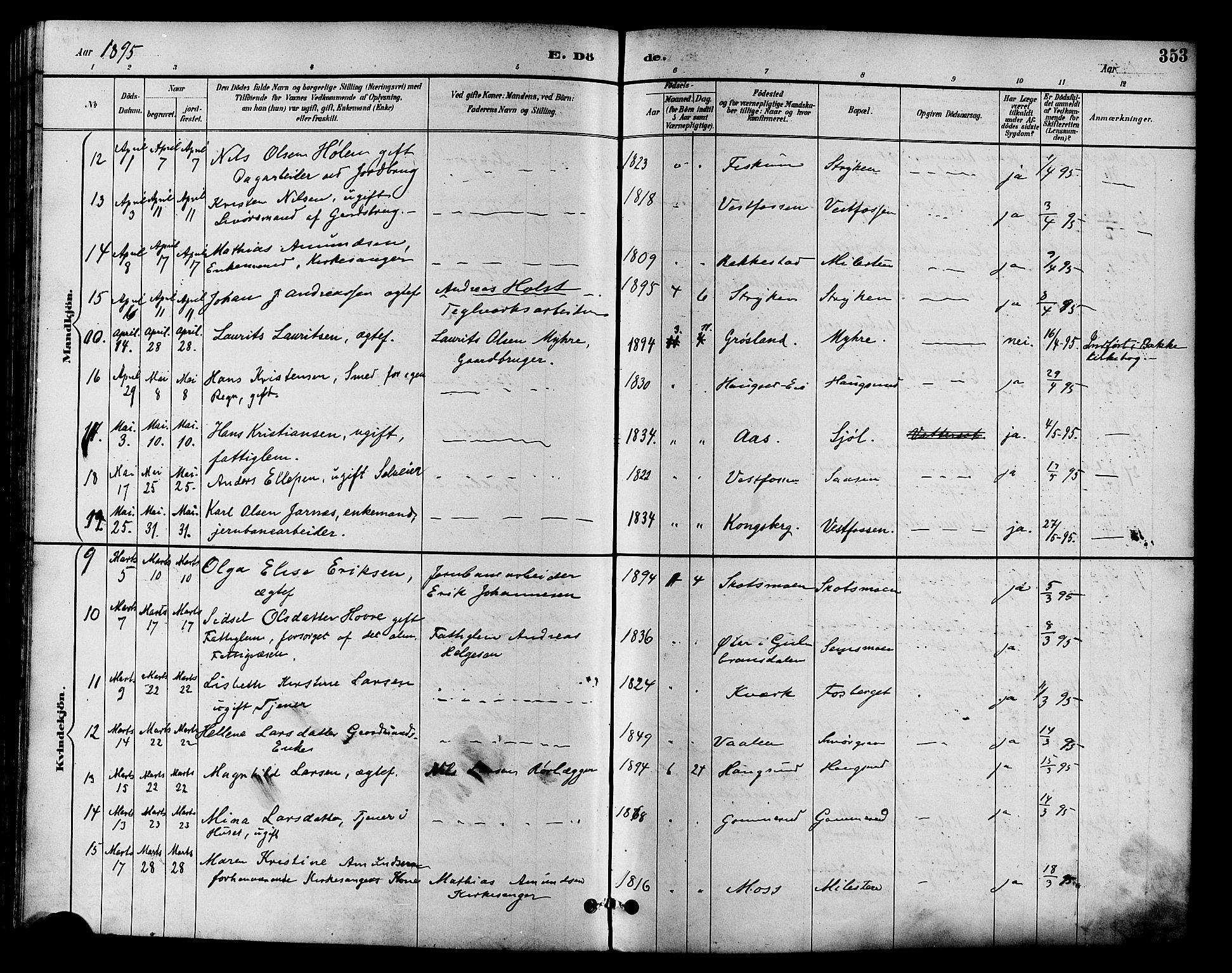 Eiker kirkebøker, AV/SAKO-A-4/F/Fb/L0002: Parish register (official) no. II 2, 1889-1896, p. 353