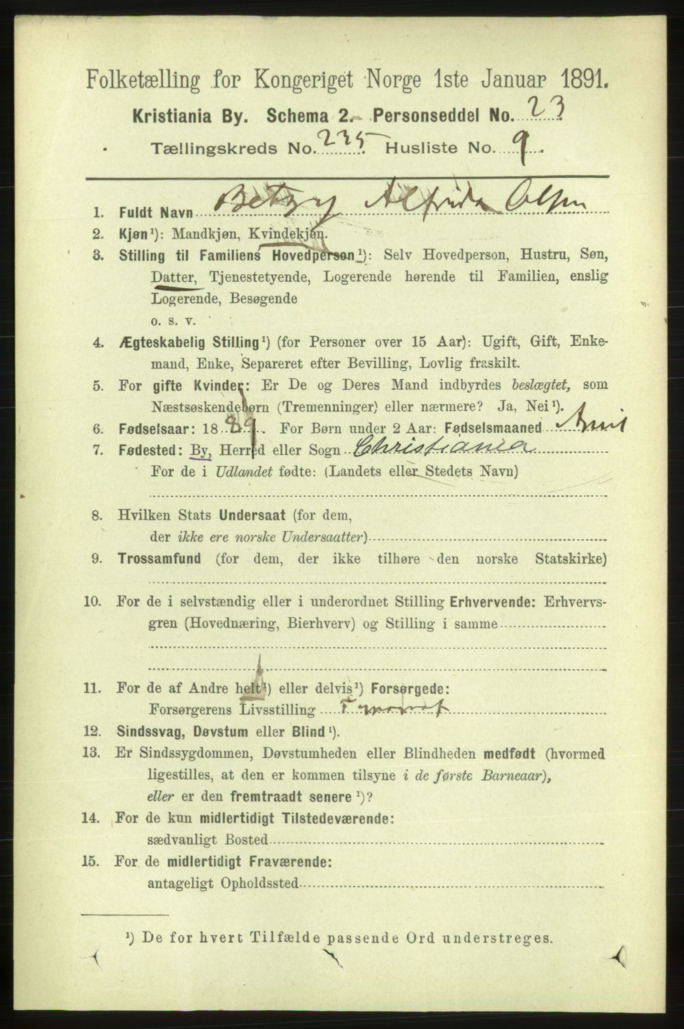 RA, 1891 census for 0301 Kristiania, 1891, p. 143984