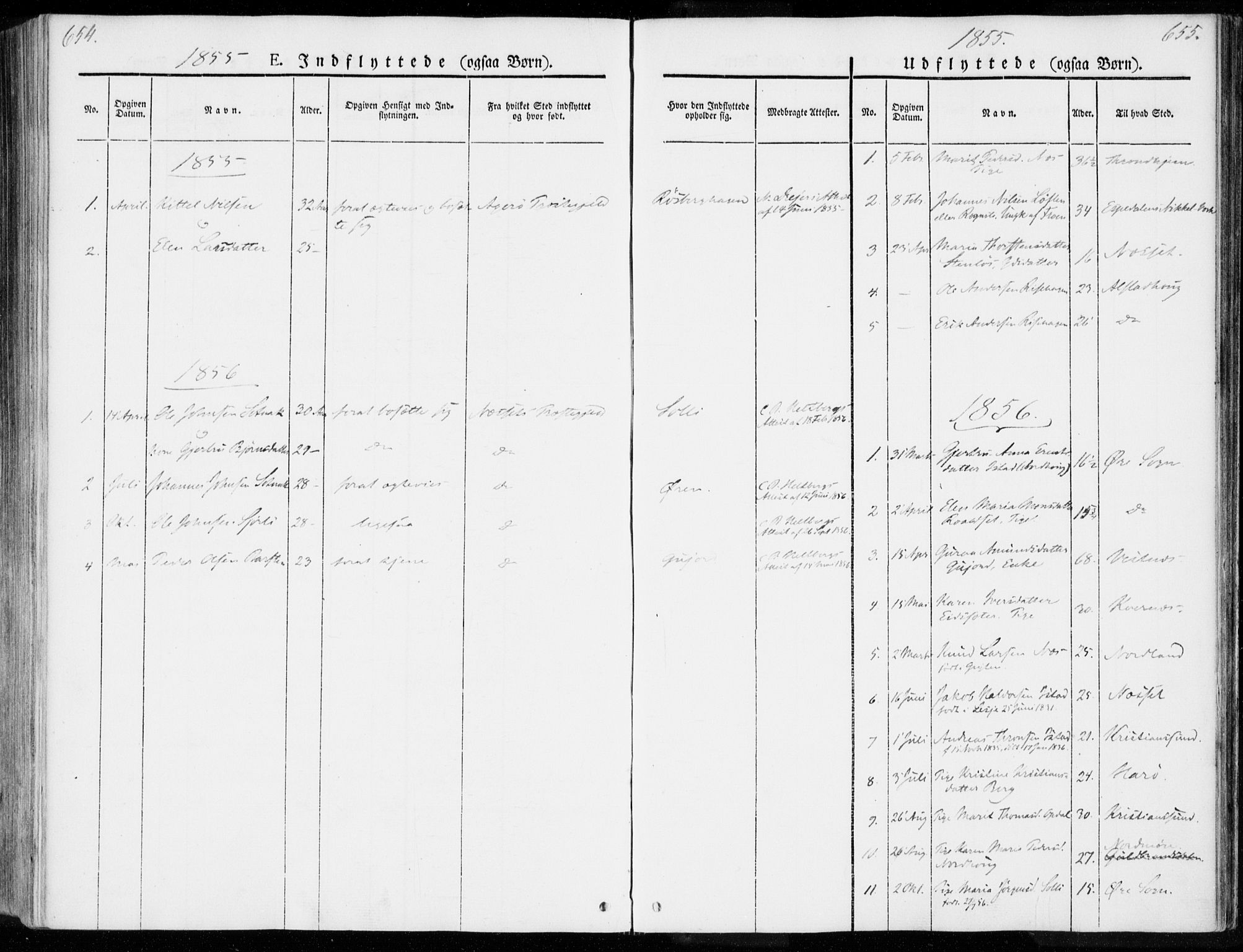 Ministerialprotokoller, klokkerbøker og fødselsregistre - Møre og Romsdal, SAT/A-1454/557/L0680: Parish register (official) no. 557A02, 1843-1869, p. 654-655
