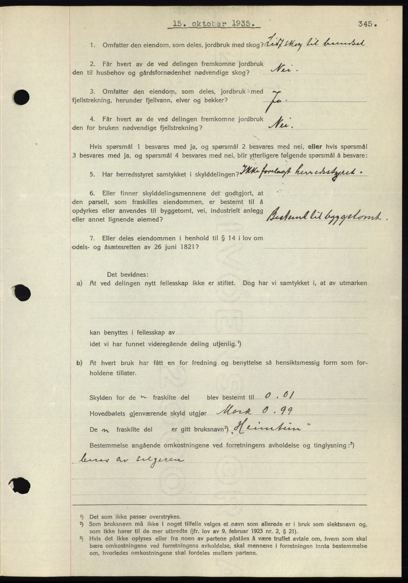 Romsdal sorenskriveri, AV/SAT-A-4149/1/2/2C/L0067: Mortgage book no. 61, 1935-1935, Deed date: 15.10.1935