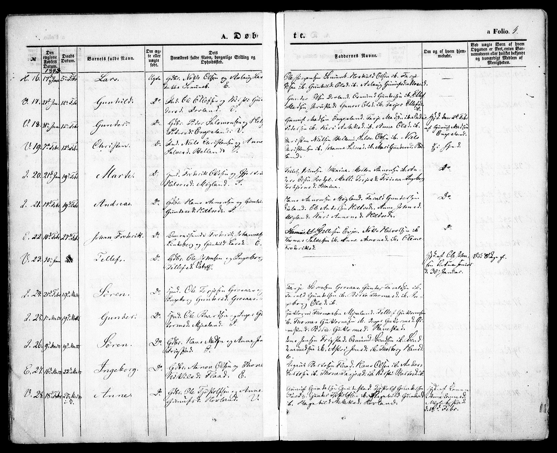 Evje sokneprestkontor, SAK/1111-0008/F/Fa/Faa/L0005: Parish register (official) no. A 5, 1843-1865, p. 4