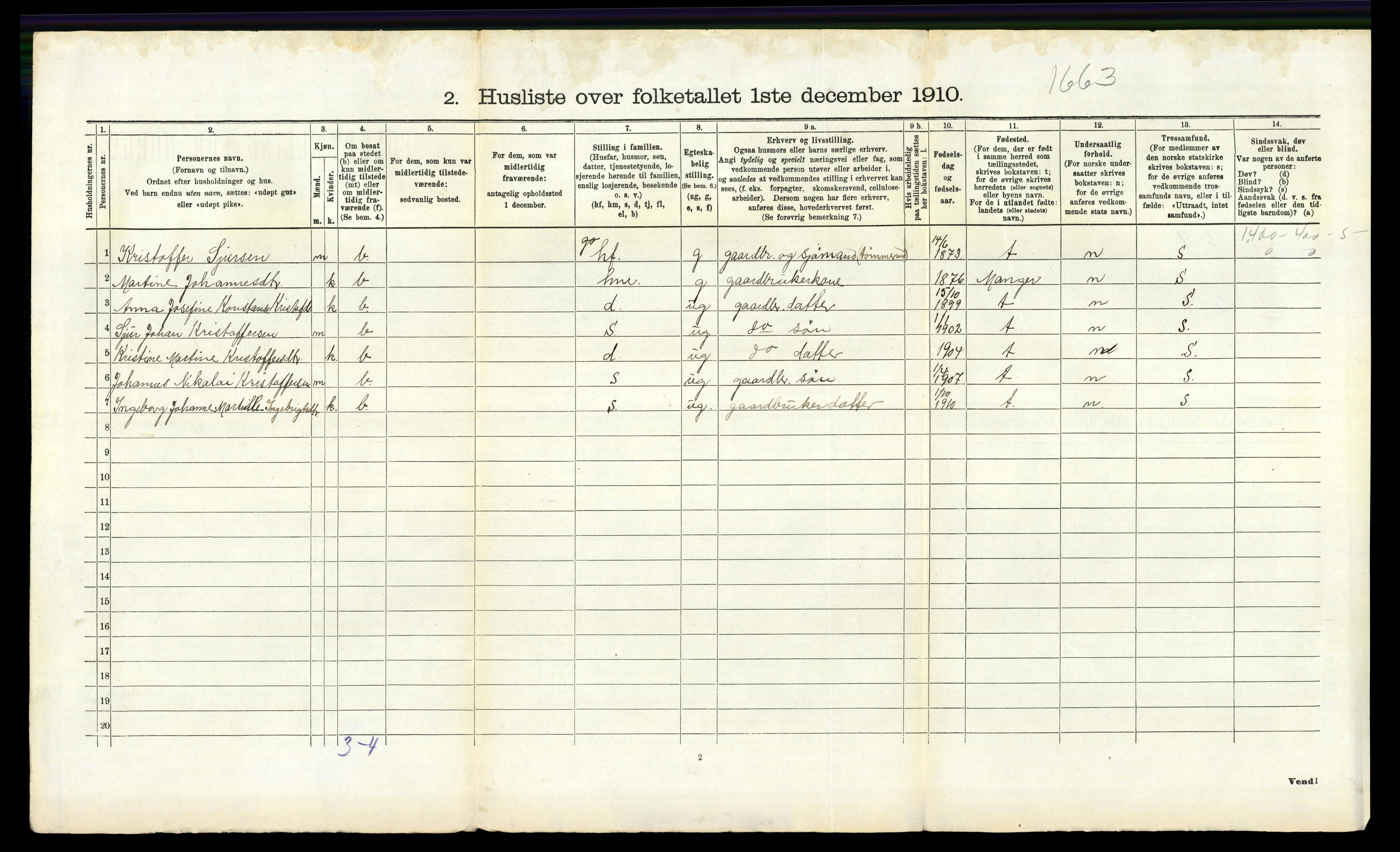 RA, 1910 census for Tysnes, 1910, p. 141