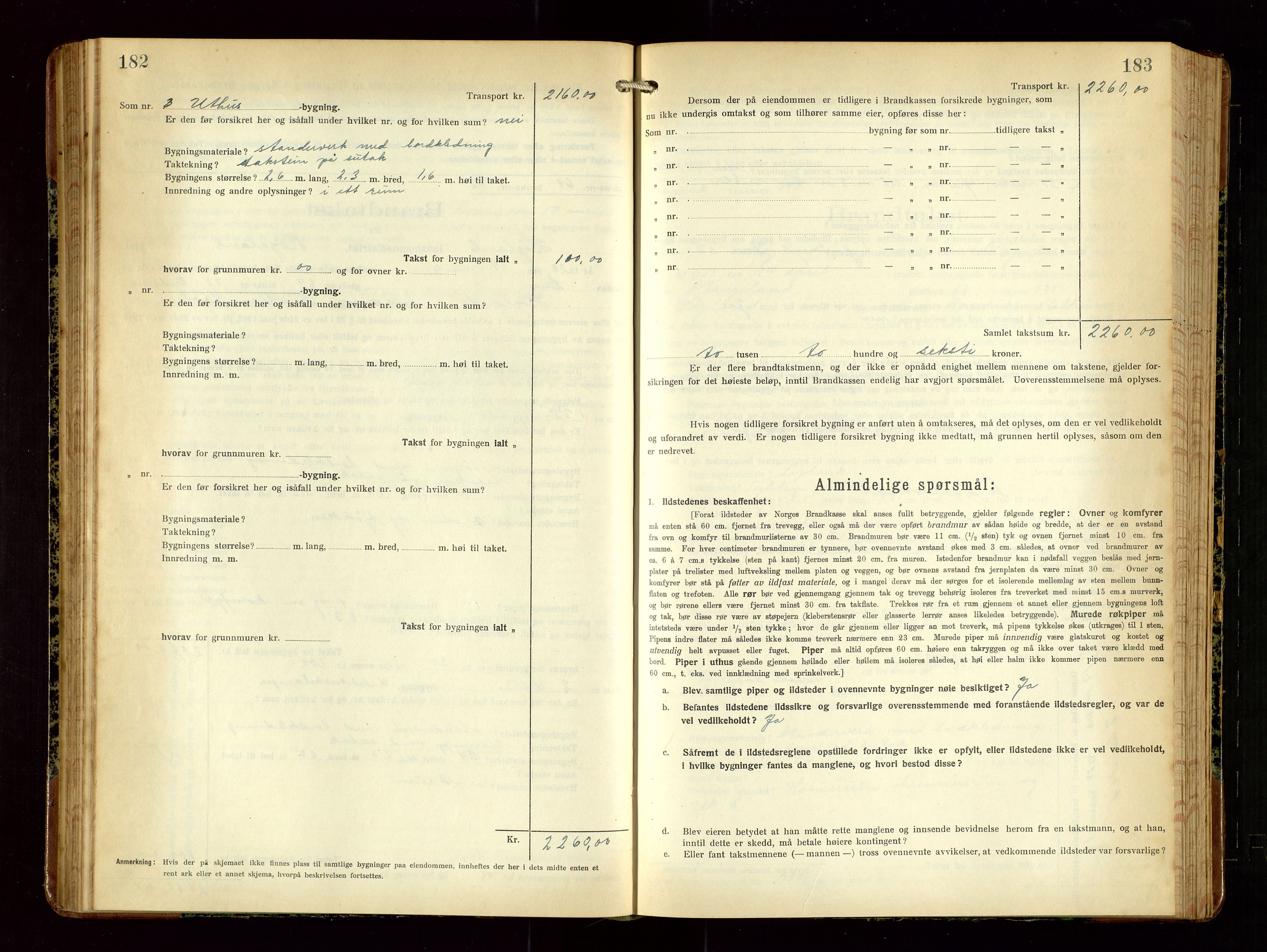 Høyland/Sandnes lensmannskontor, SAST/A-100166/Gob/L0004: "Brandtakstprotokol", 1924-1933, p. 182-183