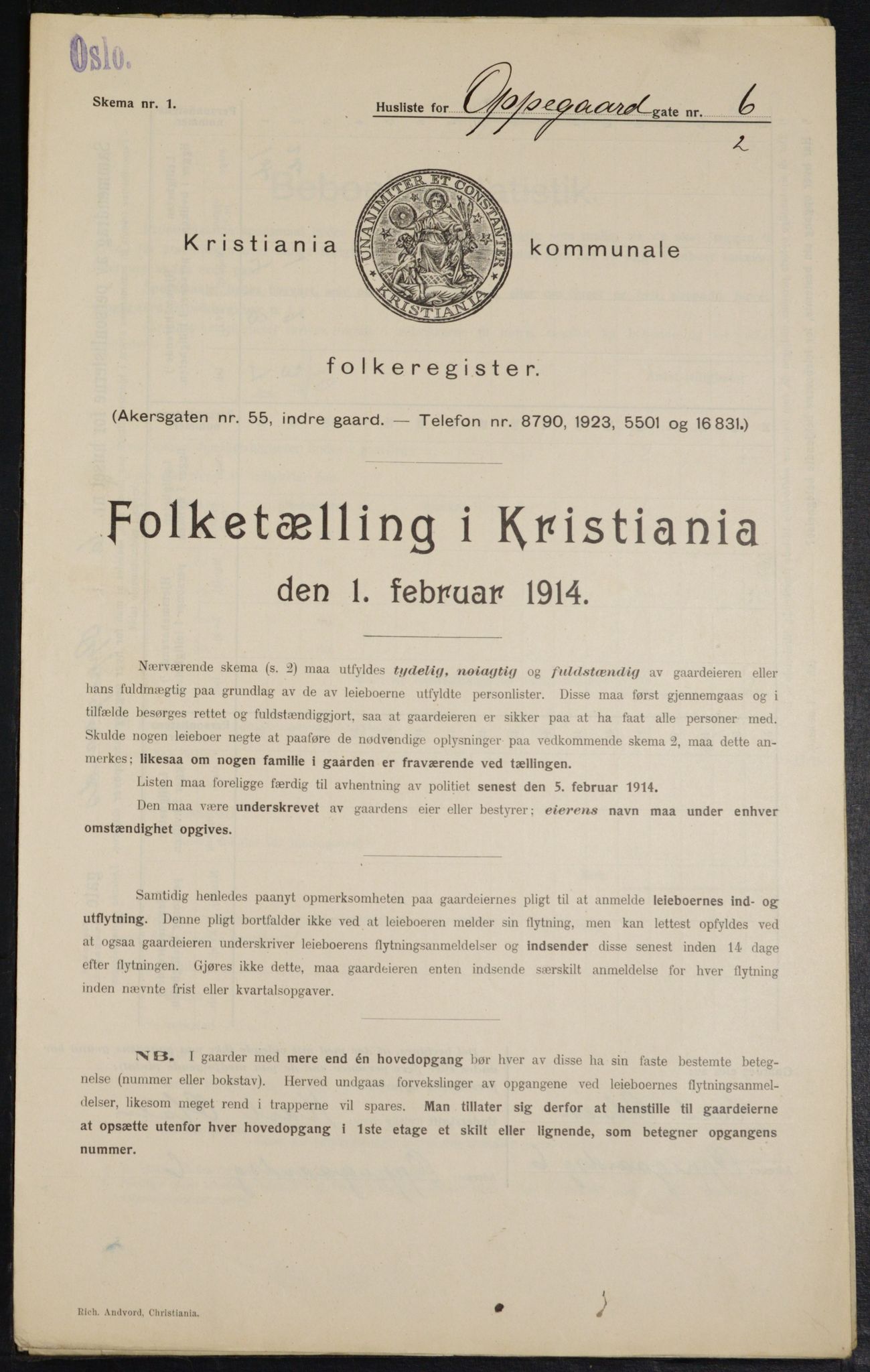 OBA, Municipal Census 1914 for Kristiania, 1914, p. 75786