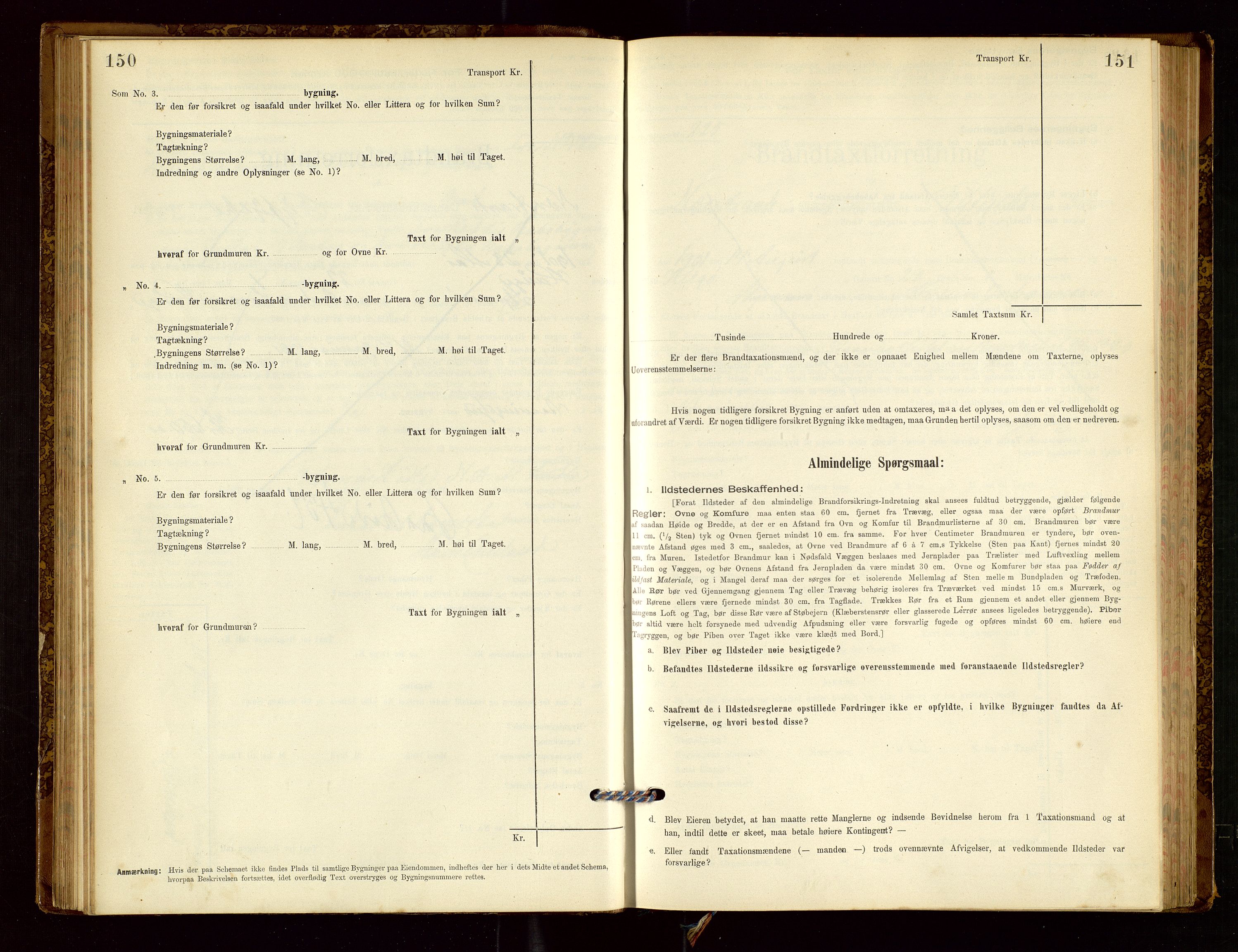 Nedstrand lensmannskontor, SAST/A-100236/Gob/L0001: "Brandtaxationsprotokol for Nerstrand Lensmandsdistrikt Ryfylke fogderi", 1895-1915, p. 150-151