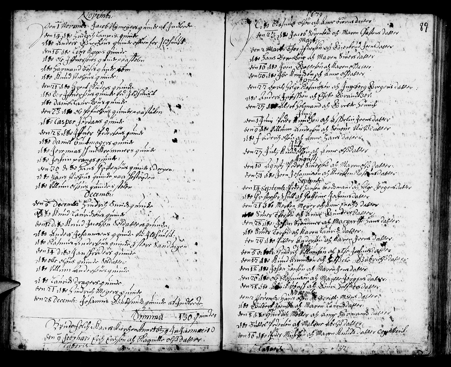 Korskirken sokneprestembete, SAB/A-76101/H/Haa/L0001: Parish register (official) no. A 1, 1674-1688, p. 89