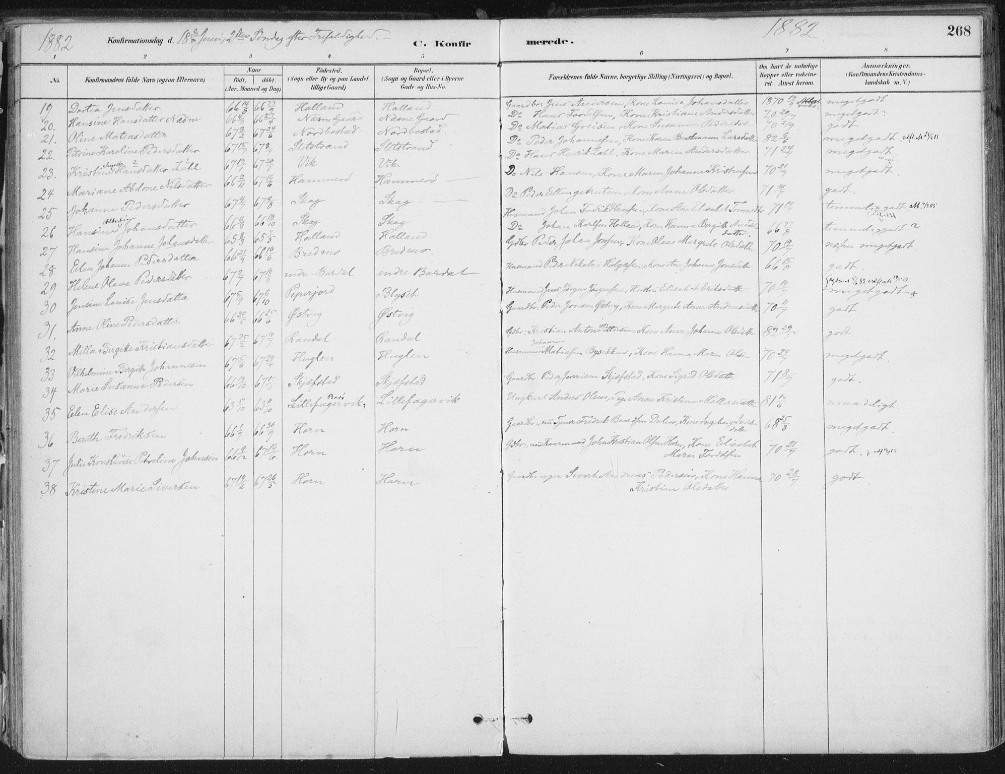 Ministerialprotokoller, klokkerbøker og fødselsregistre - Nordland, SAT/A-1459/838/L0552: Parish register (official) no. 838A10, 1880-1910, p. 268