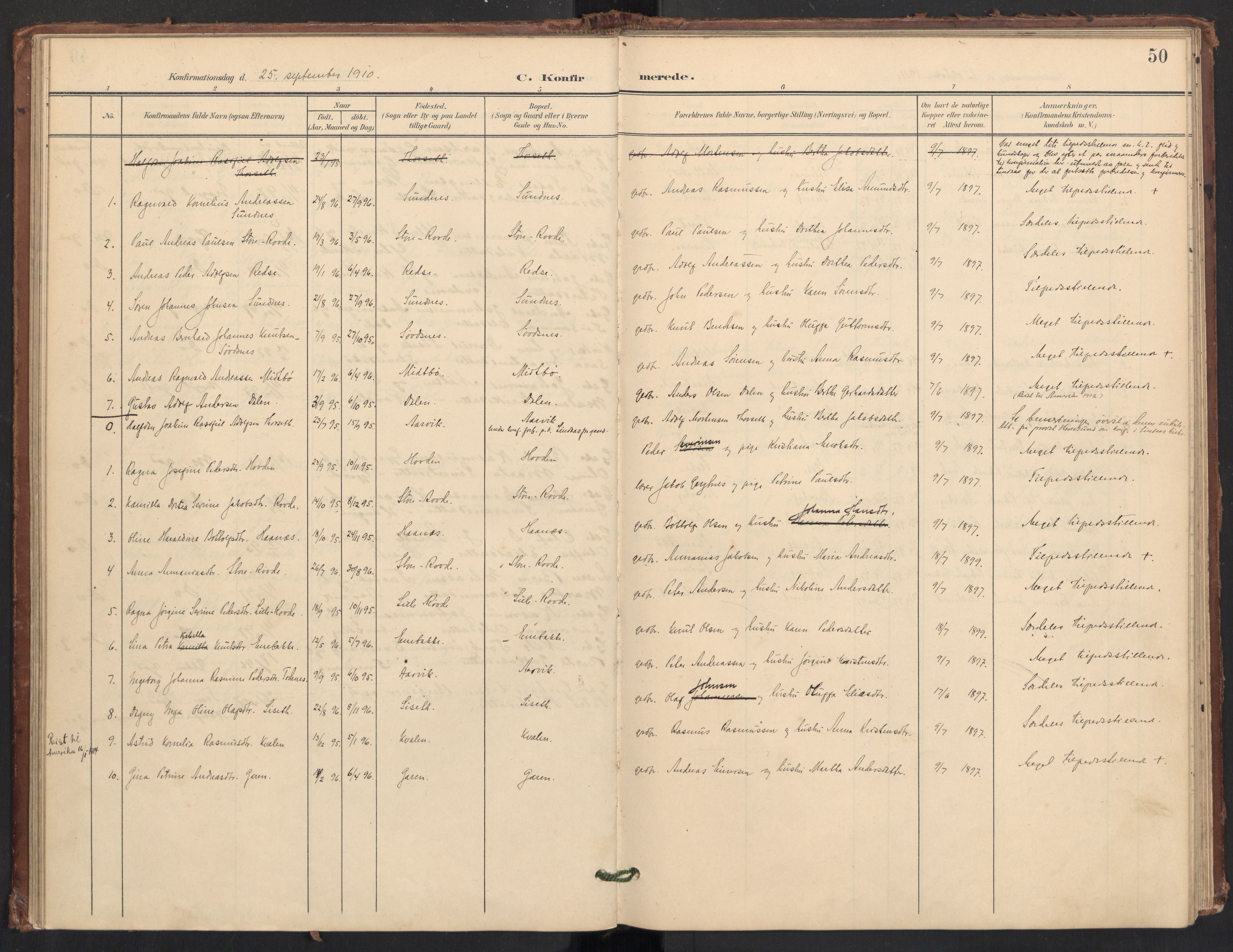 Ministerialprotokoller, klokkerbøker og fødselsregistre - Møre og Romsdal, AV/SAT-A-1454/504/L0057: Parish register (official) no. 504A04, 1902-1919, p. 50