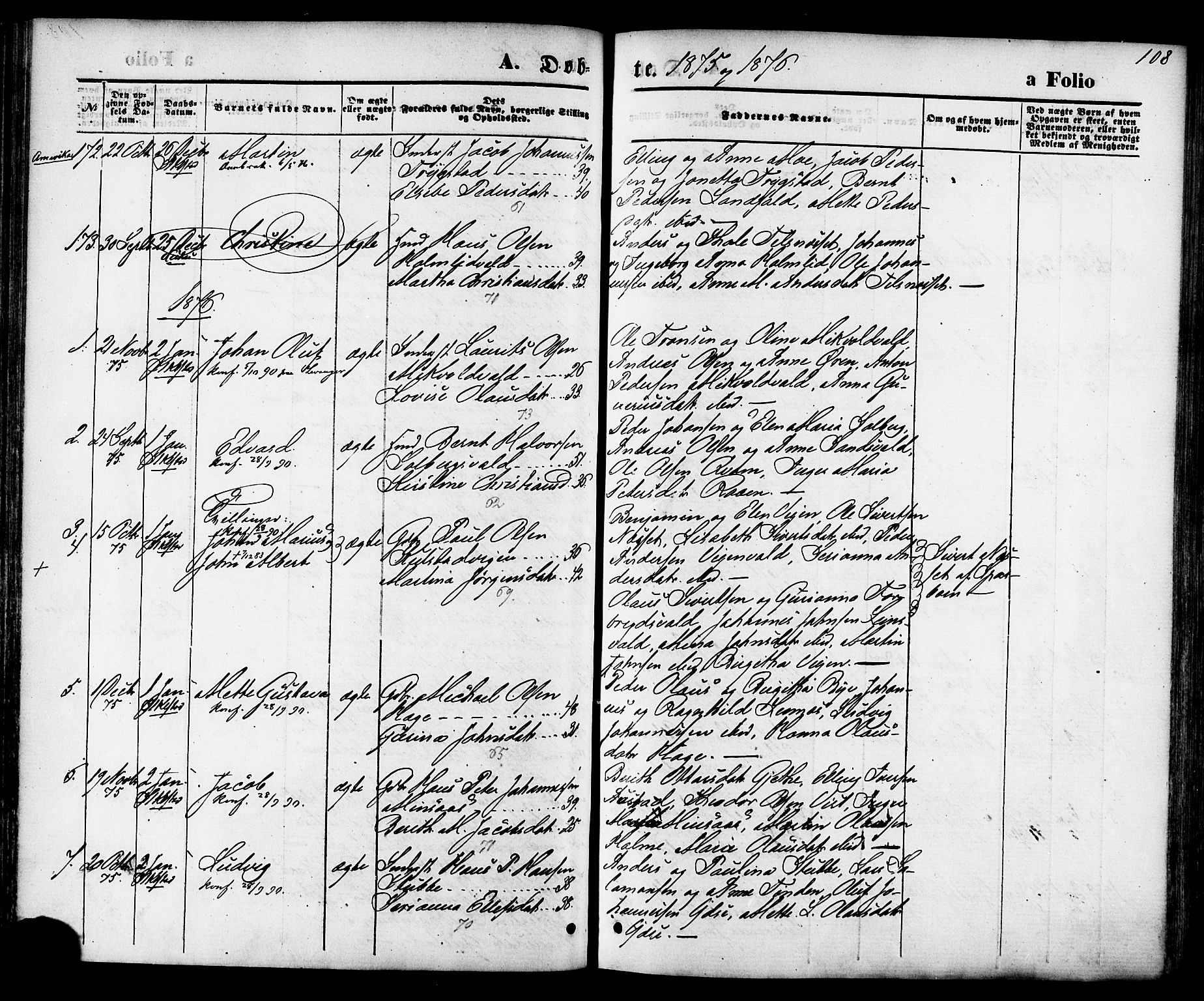 Ministerialprotokoller, klokkerbøker og fødselsregistre - Nord-Trøndelag, SAT/A-1458/723/L0242: Parish register (official) no. 723A11, 1870-1880, p. 108