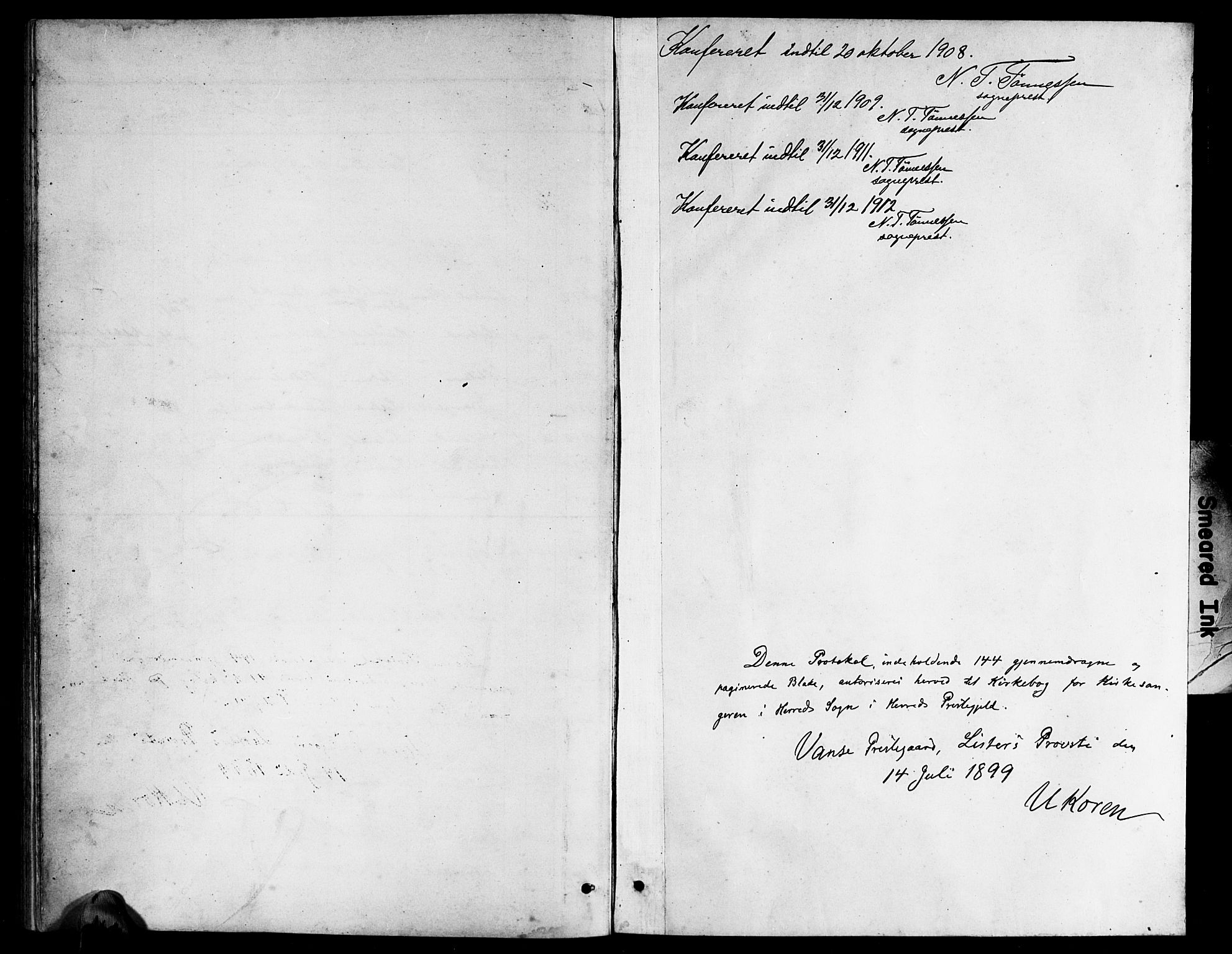 Herad sokneprestkontor, AV/SAK-1111-0018/F/Fb/Fba/L0005: Parish register (copy) no. B 5, 1899-1921, p. 144