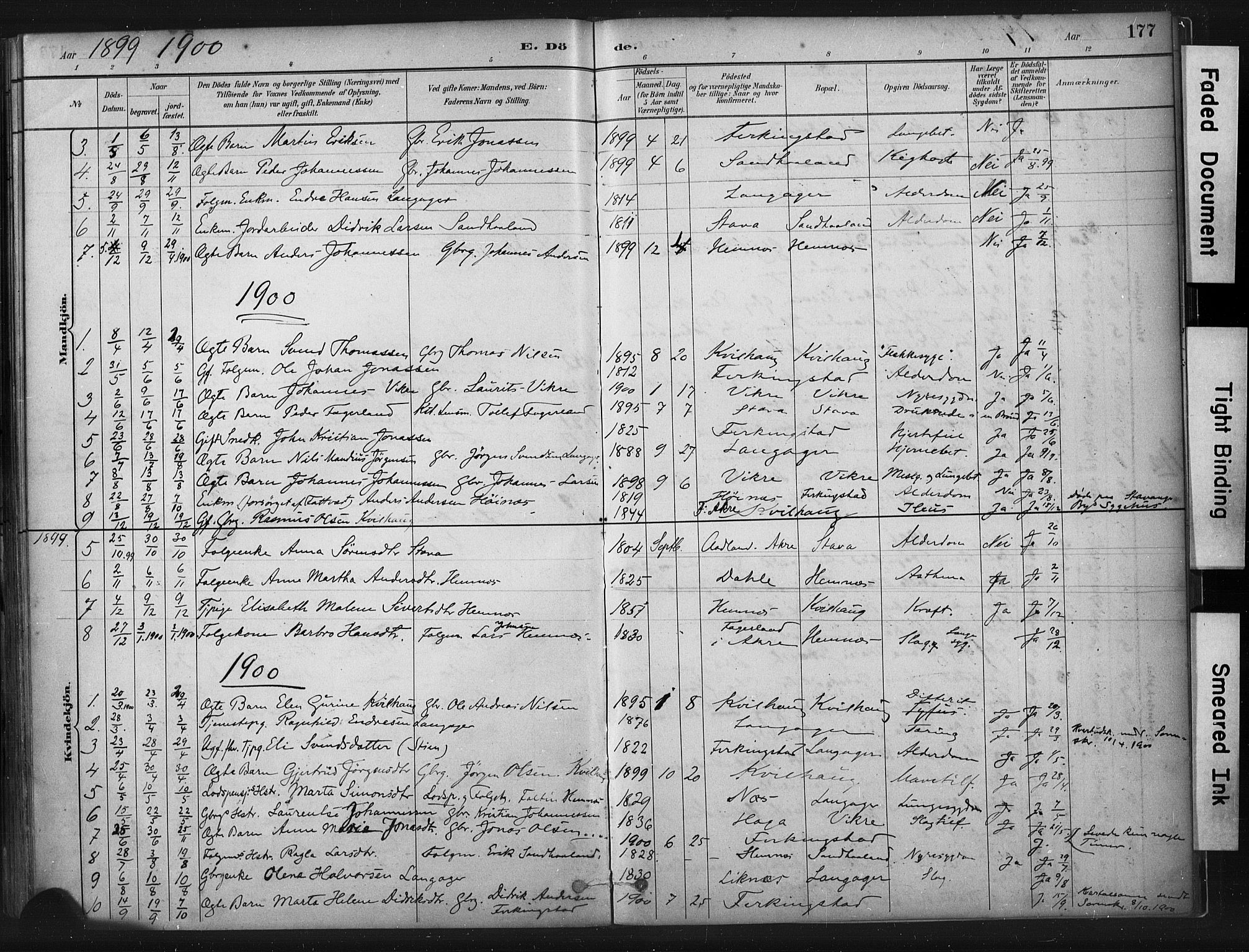 Skudenes sokneprestkontor, AV/SAST-A -101849/H/Ha/Haa/L0010: Parish register (official) no. A 7, 1882-1912, p. 177
