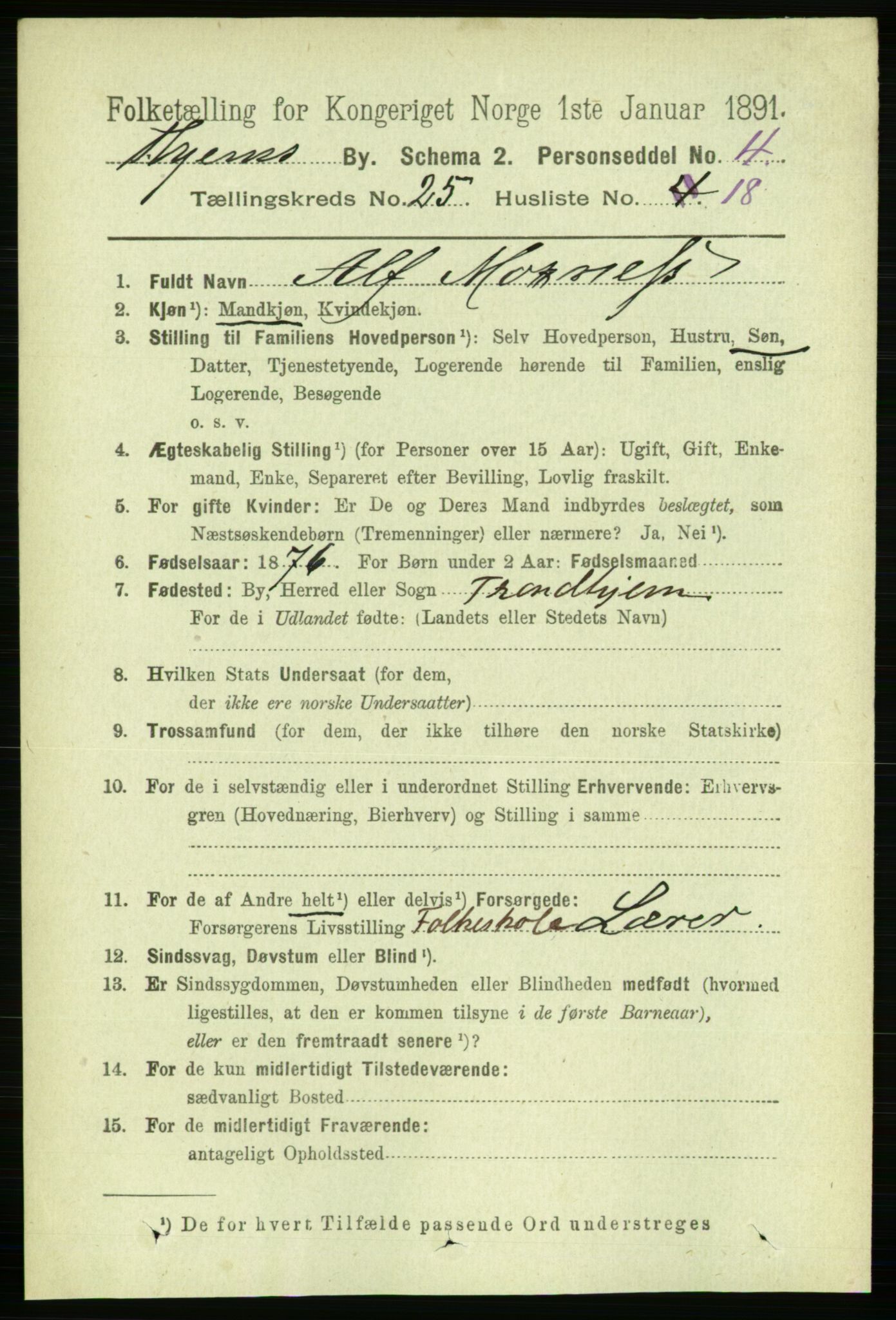 RA, 1891 census for 1601 Trondheim, 1891, p. 18955