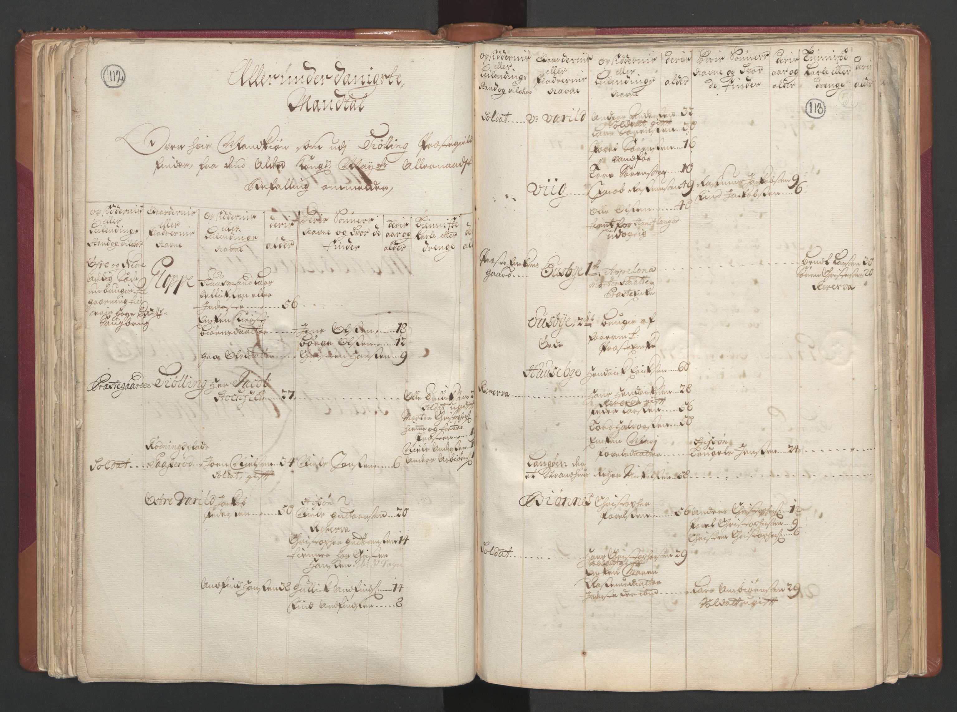 RA, Census (manntall) 1701, no. 2: Solør, Odal og Østerdal fogderi and Larvik grevskap, 1701, p. 112-113