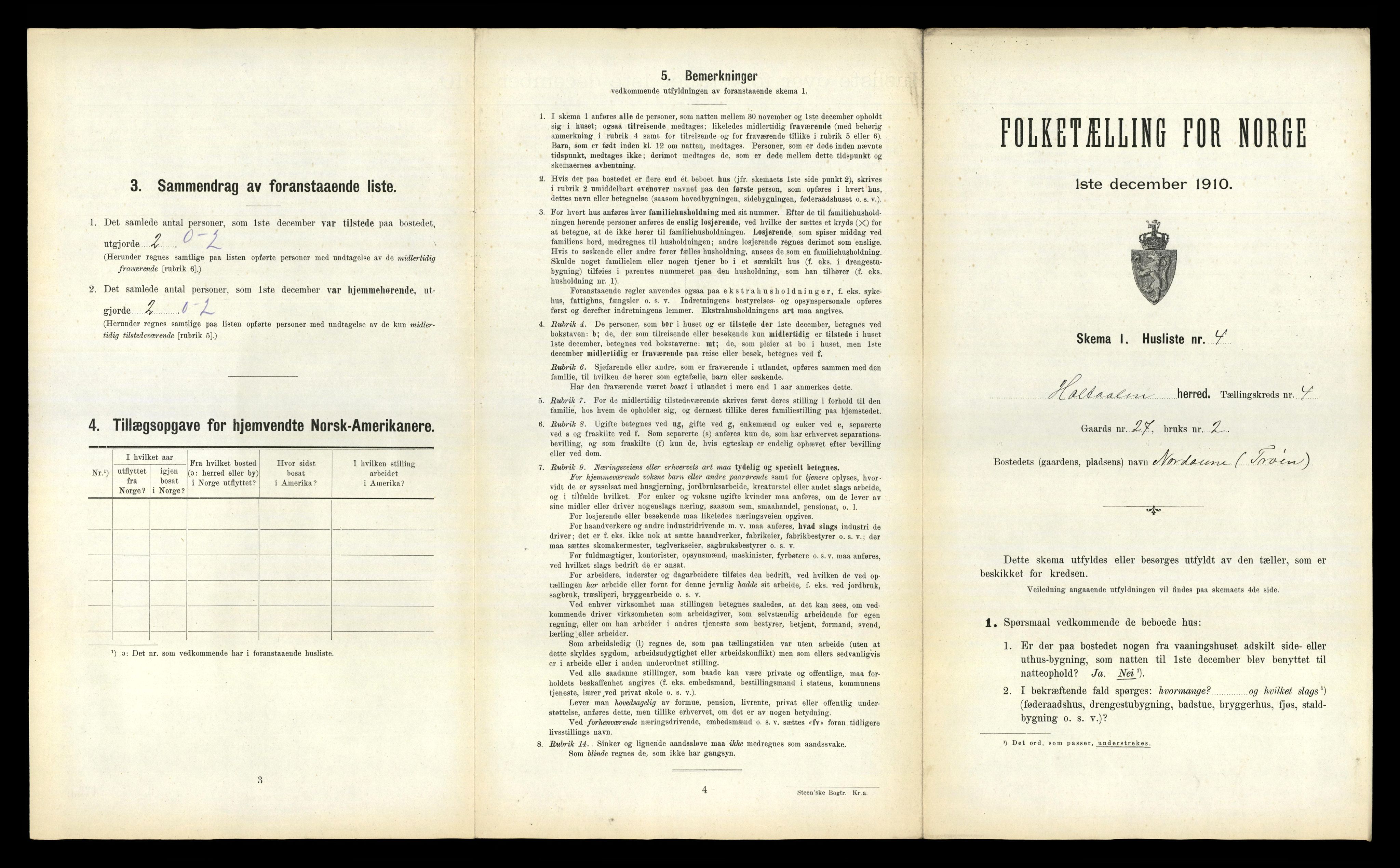 RA, 1910 census for Haltdalen, 1910, p. 300