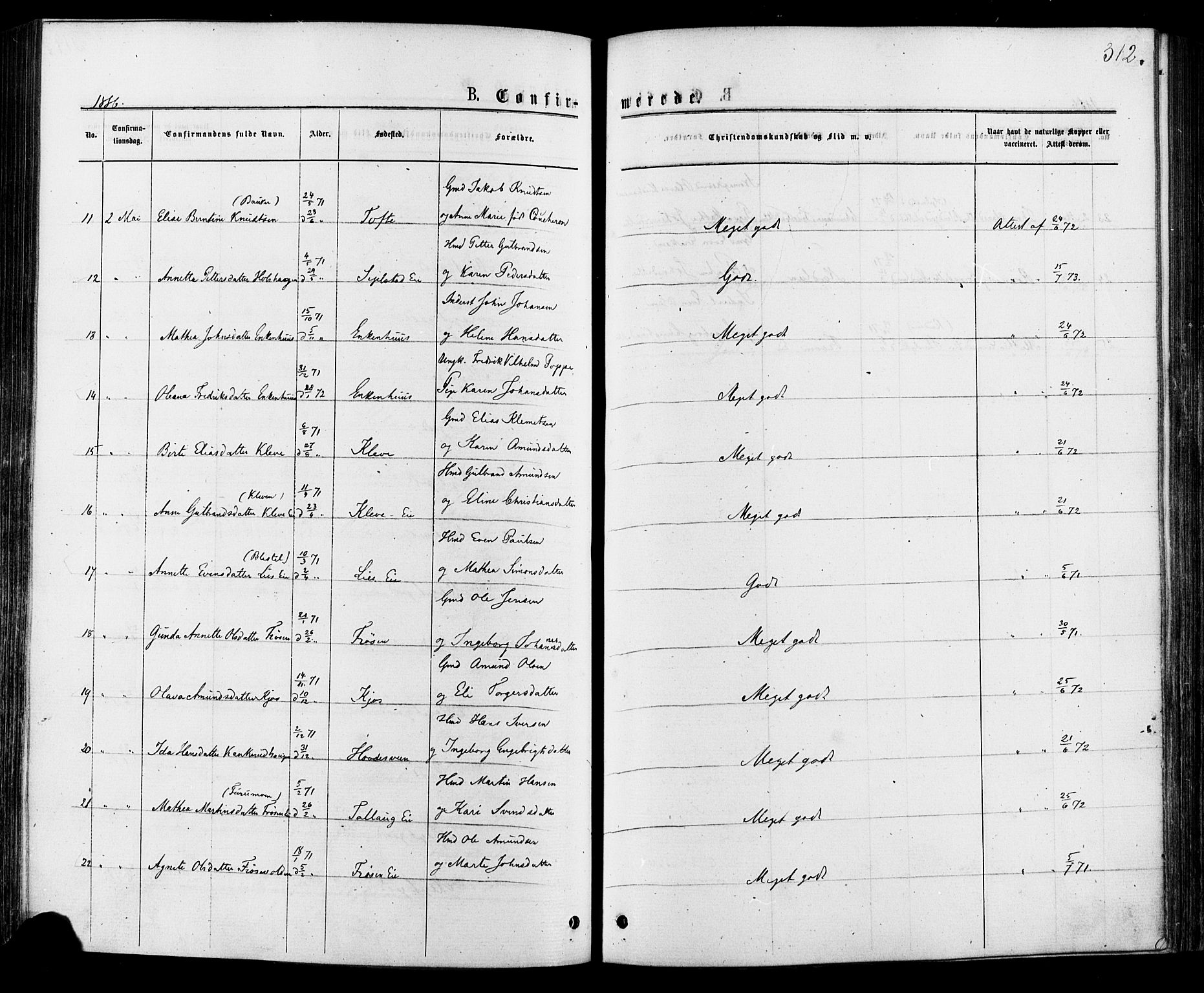 Østre Gausdal prestekontor, SAH/PREST-092/H/Ha/Haa/L0001: Parish register (official) no. 1, 1874-1886, p. 312