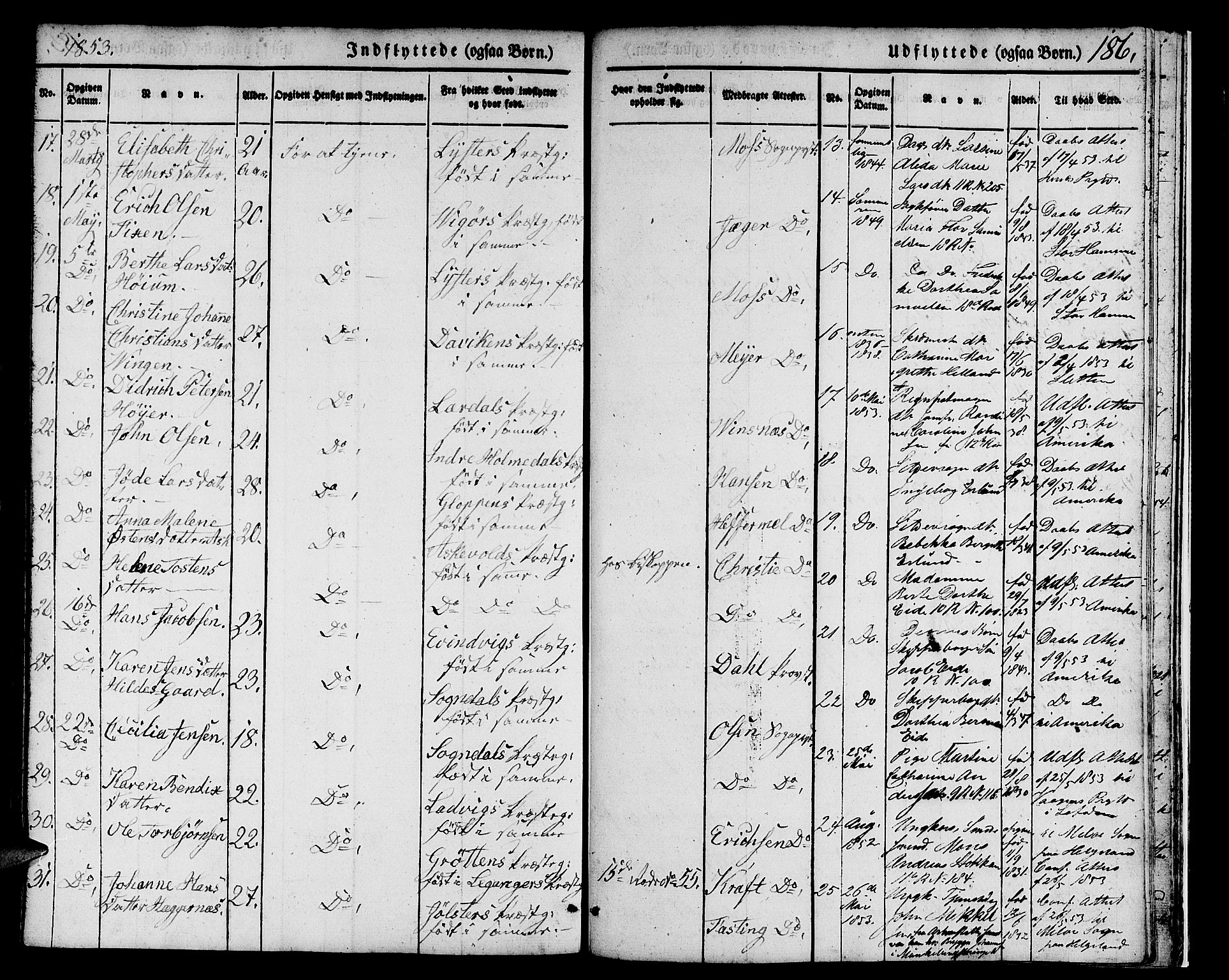Domkirken sokneprestembete, SAB/A-74801/H/Hab/L0029: Parish register (copy) no. D 1, 1839-1857, p. 186
