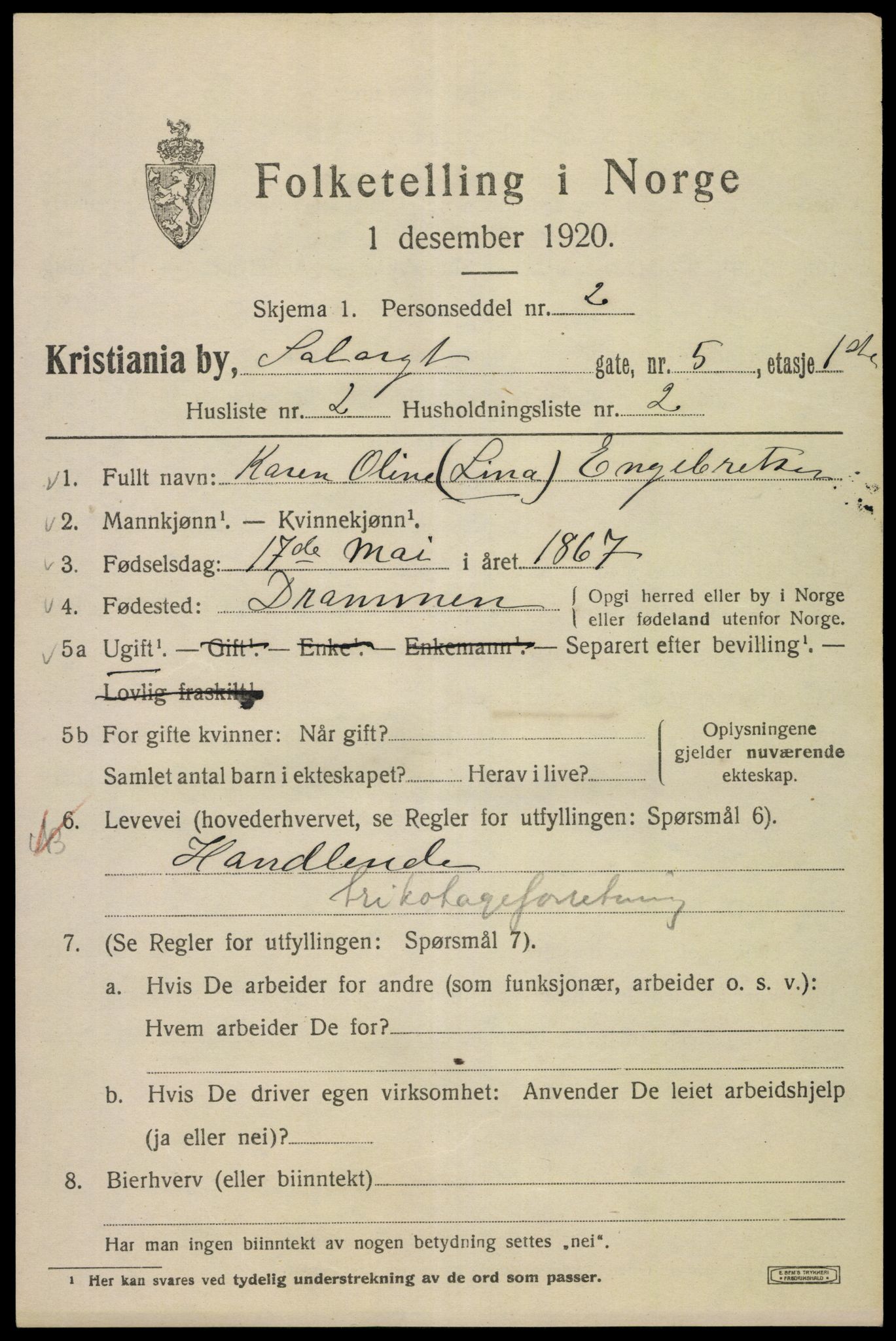 SAO, 1920 census for Kristiania, 1920, p. 528029