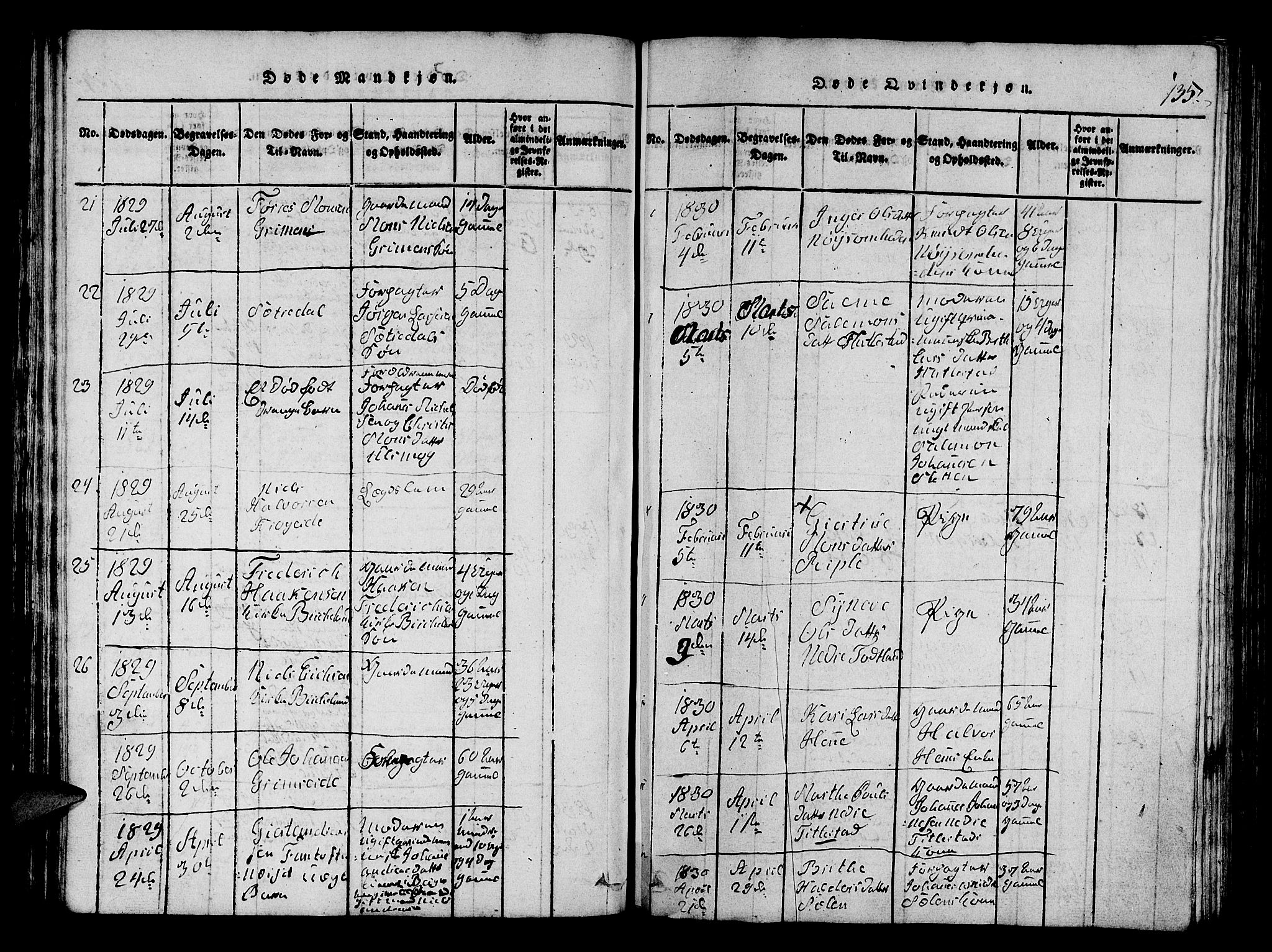 Fana Sokneprestembete, SAB/A-75101/H/Hab/Haba/L0001: Parish register (copy) no. A 1, 1816-1836, p. 135