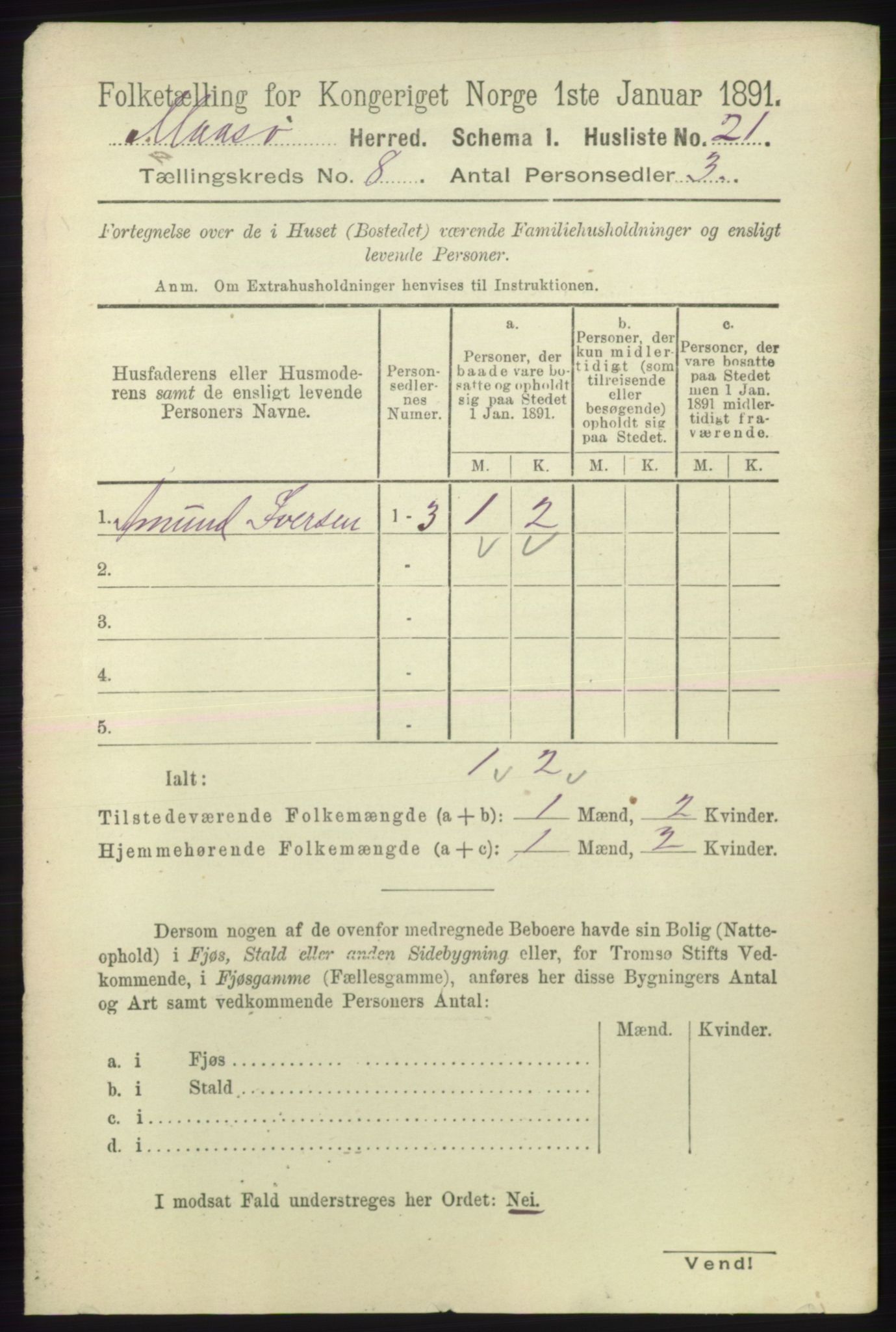 RA, 1891 census for 2018 Måsøy, 1891, p. 1518