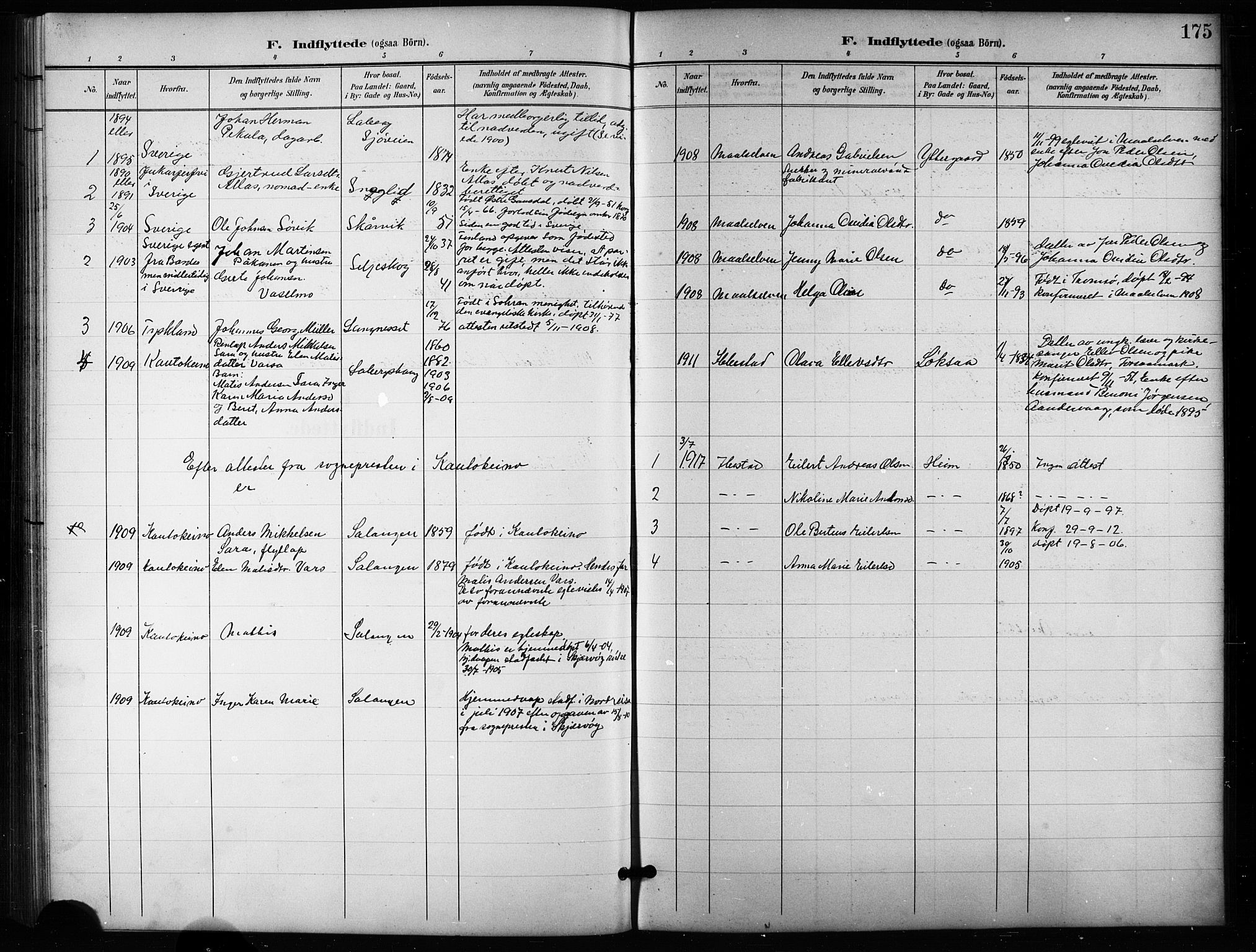 Salangen sokneprestembete, SATØ/S-1324/H/Ha/L0004klokker: Parish register (copy) no. 4, 1900-1924, p. 175