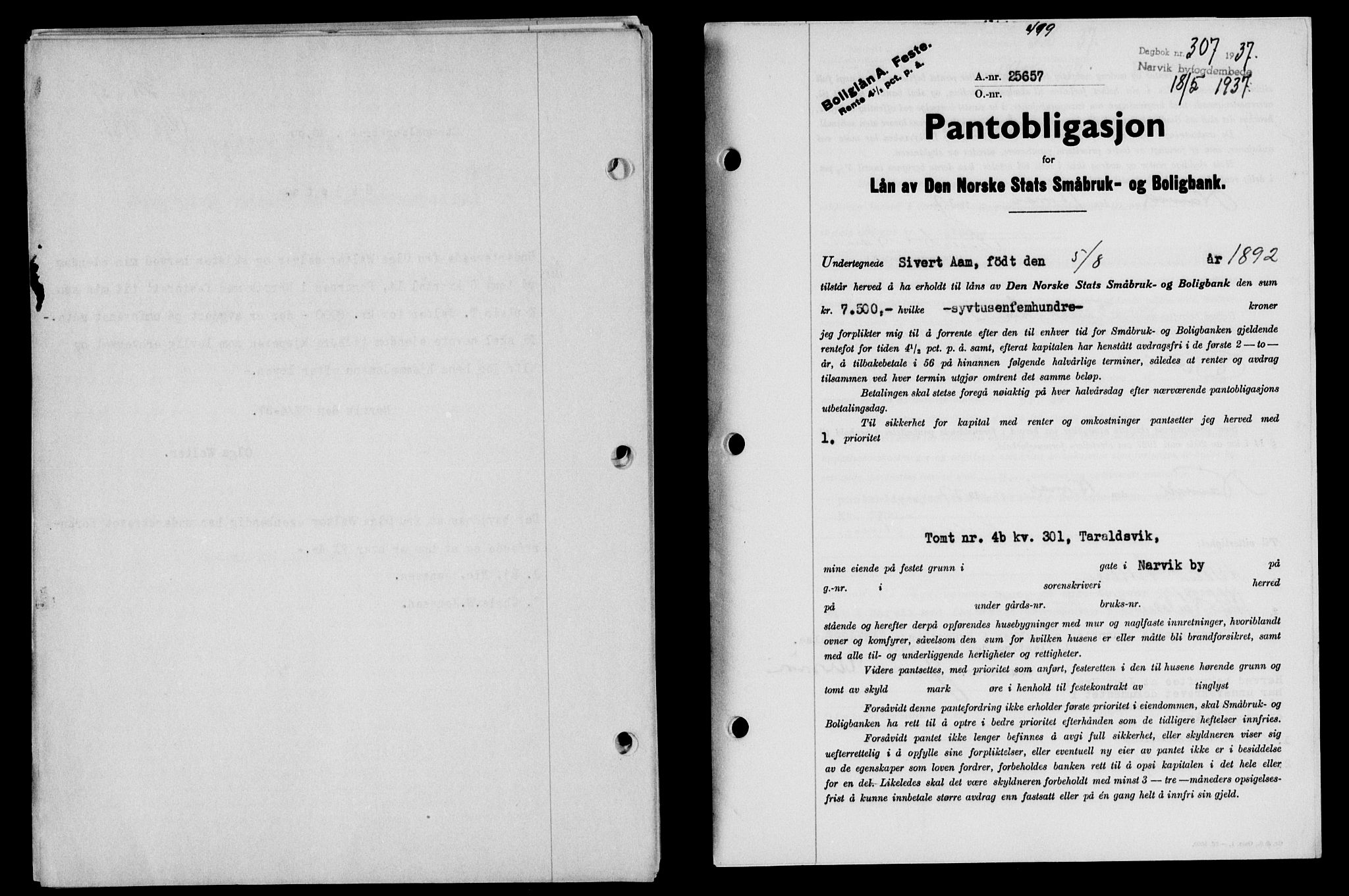 Narvik sorenskriveri, SAT/A-0002/1/2/2C/2Ca/L0011: Mortgage book no. 14, 1935-1937, Deed date: 18.05.1937