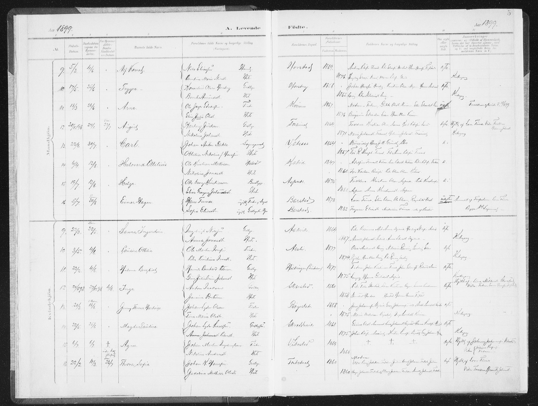 Ministerialprotokoller, klokkerbøker og fødselsregistre - Nordland, AV/SAT-A-1459/810/L0153: Parish register (official) no. 810A12, 1899-1914, p. 5