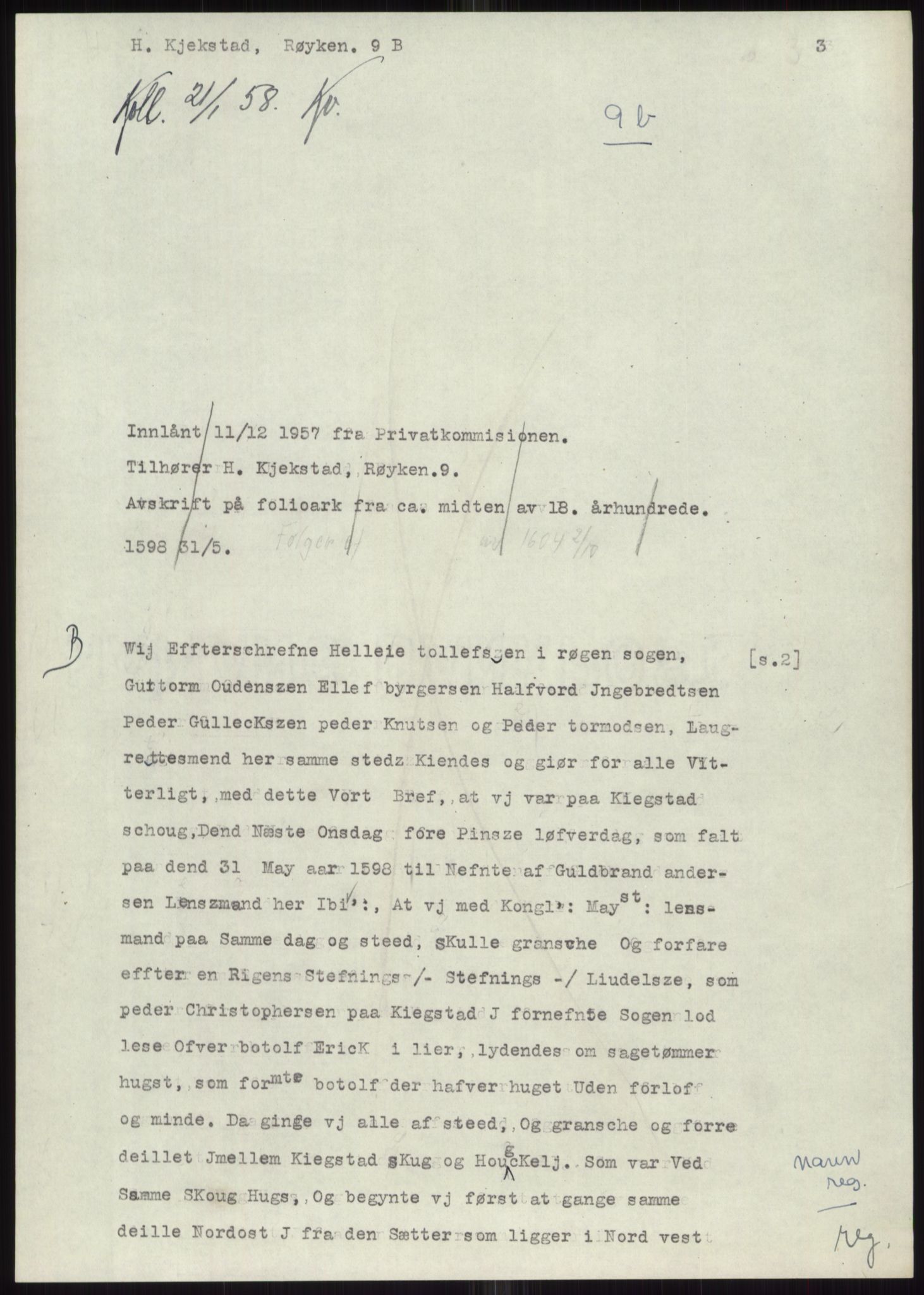 Samlinger til kildeutgivelse, Diplomavskriftsamlingen, AV/RA-EA-4053/H/Ha, p. 2063