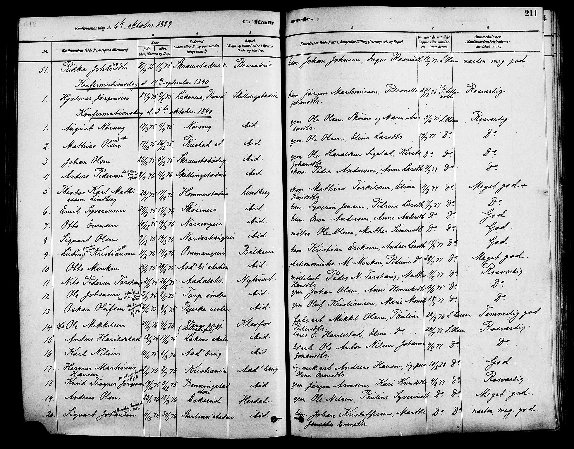 Løten prestekontor, AV/SAH-PREST-022/K/Ka/L0009: Parish register (official) no. 9, 1878-1891, p. 211