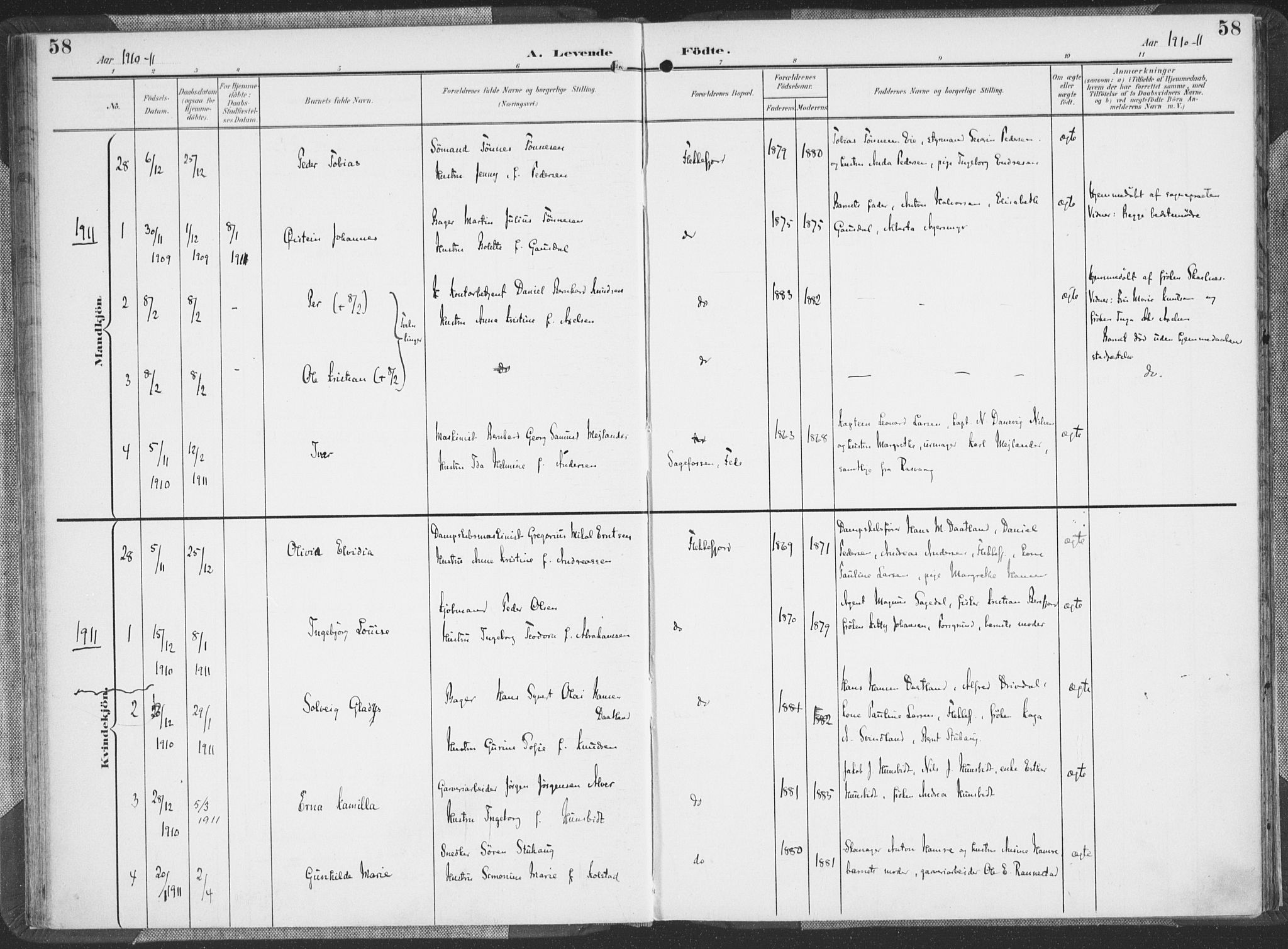 Flekkefjord sokneprestkontor, AV/SAK-1111-0012/F/Fa/Faa/L0002: Parish register (official) no. A 2, 1900-1912, p. 58