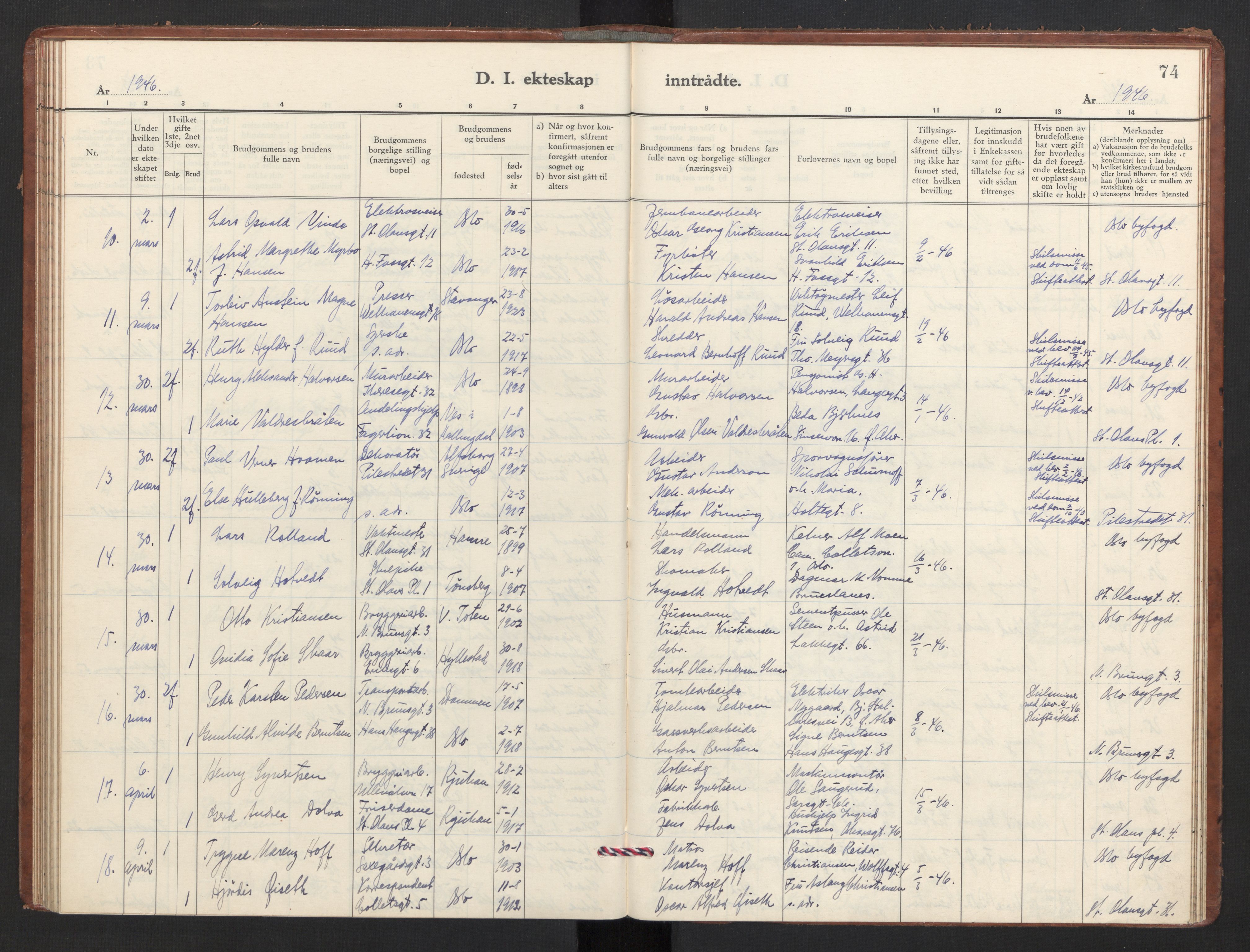 Trefoldighet prestekontor Kirkebøker, AV/SAO-A-10882/F/Fg/L0003: Parish register (official) no. VII 3, 1940-1948, p. 74