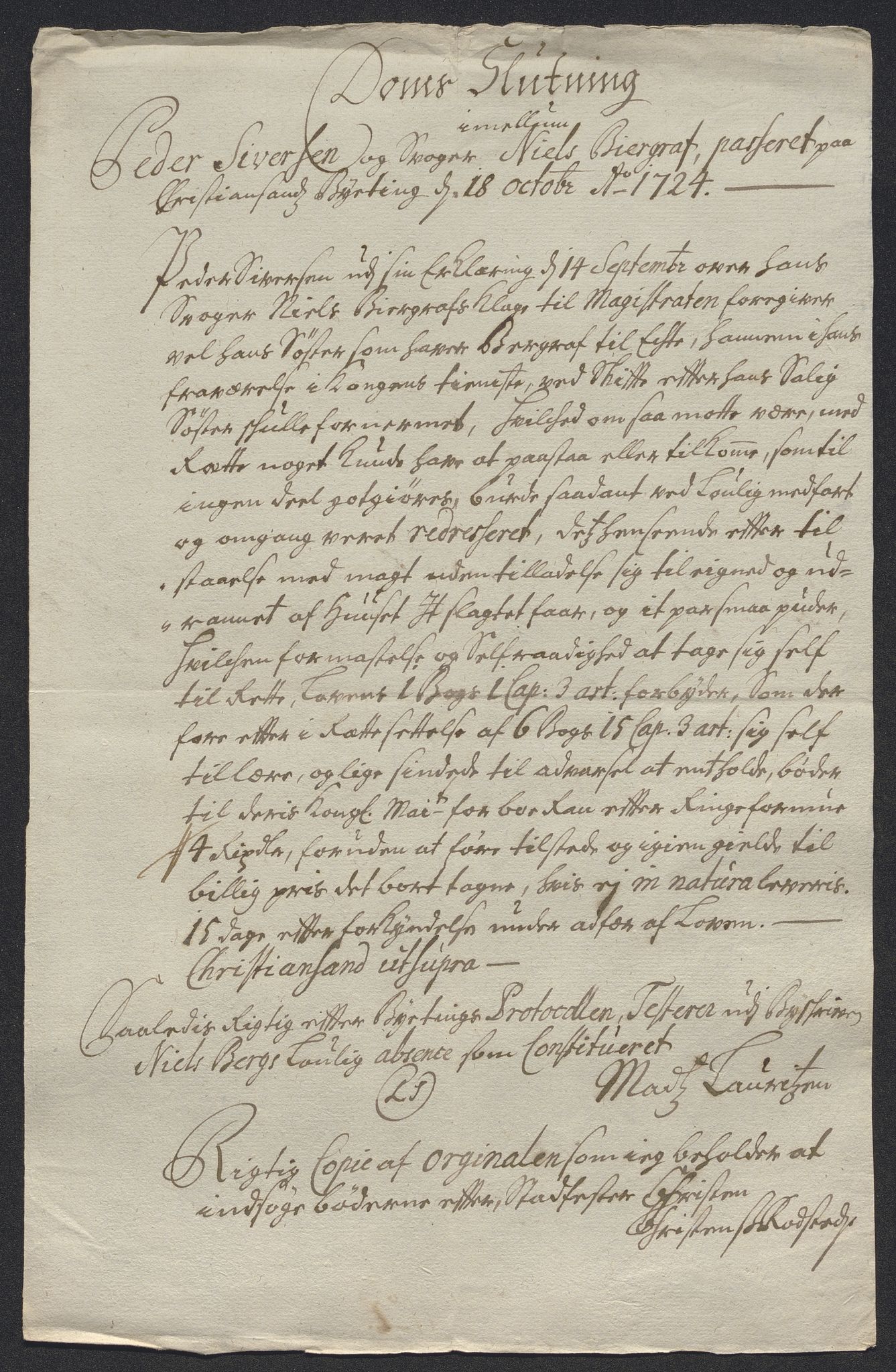 Rentekammeret inntil 1814, Reviderte regnskaper, Byregnskaper, RA/EA-4066/R/Rm/L0286: [M19] Sikt og sakefall, 1719-1727, p. 330