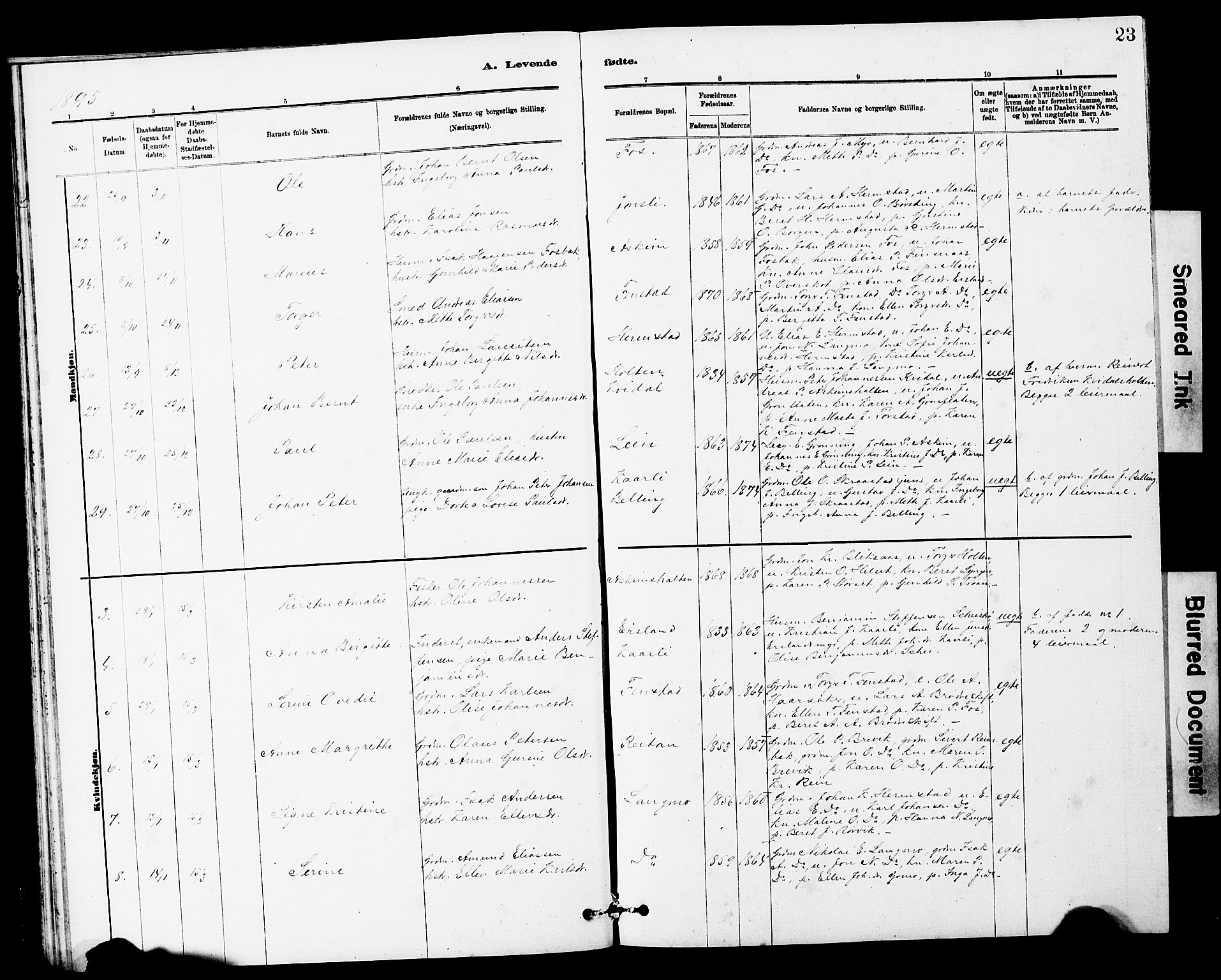 Ministerialprotokoller, klokkerbøker og fødselsregistre - Sør-Trøndelag, SAT/A-1456/646/L0628: Parish register (copy) no. 646C01, 1880-1903, p. 23