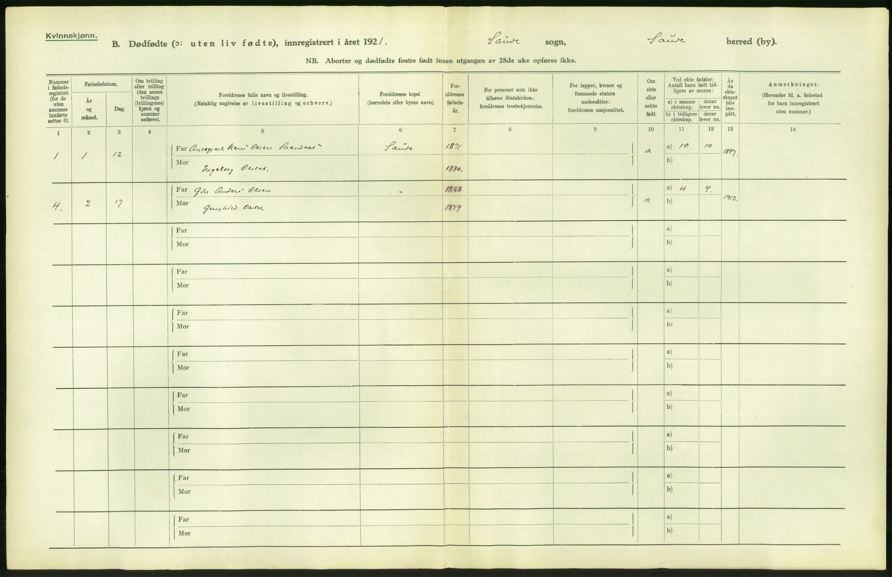 Statistisk sentralbyrå, Sosiodemografiske emner, Befolkning, AV/RA-S-2228/D/Df/Dfc/Dfca/L0024: Telemark fylke: Gifte, døde, dødfødte. Bygder og byer., 1921, p. 734