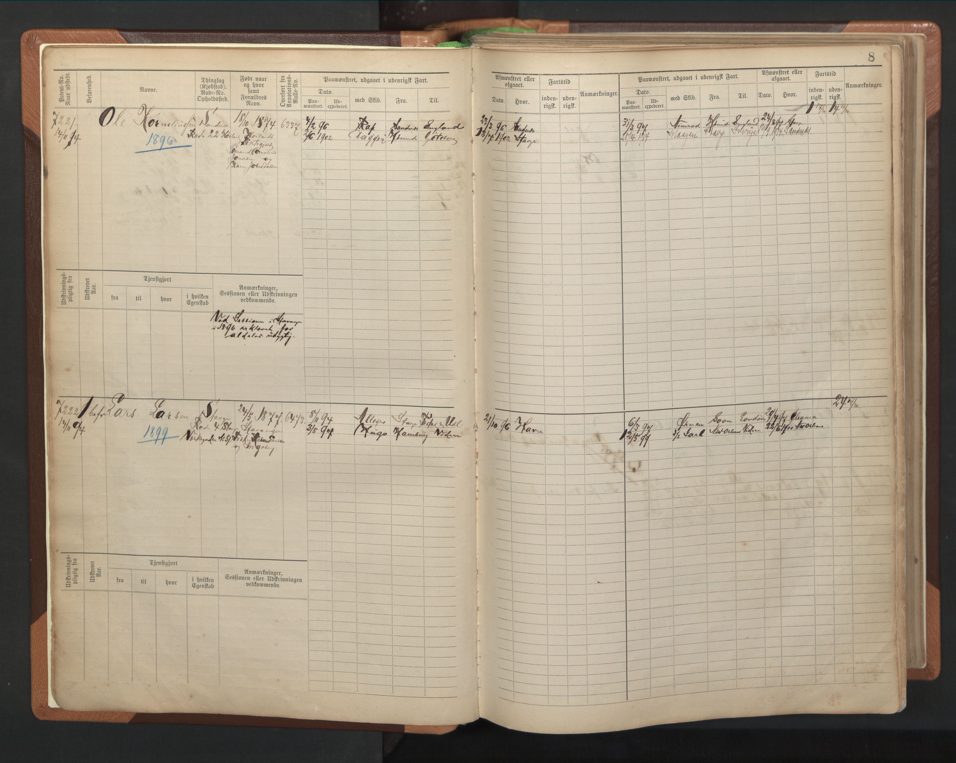 Stavanger sjømannskontor, AV/SAST-A-102006/F/Fb/Fbb/L0012: Sjøfartshovedrulle, patentnr. 7207-8158, 1894-1904, p. 11