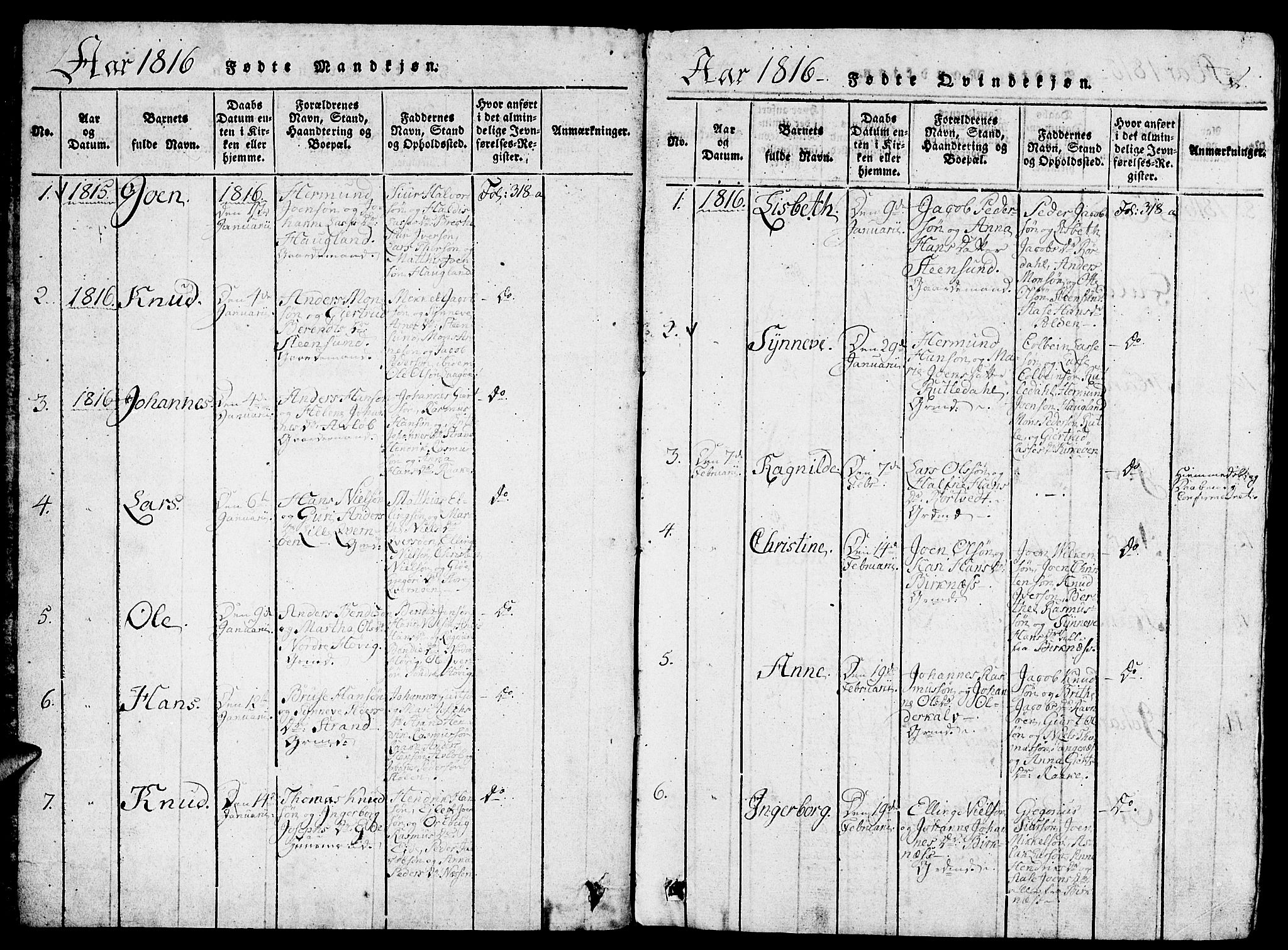 Gulen sokneprestembete, SAB/A-80201/H/Haa/Haaa/L0018: Parish register (official) no. A 18, 1816-1825, p. 2