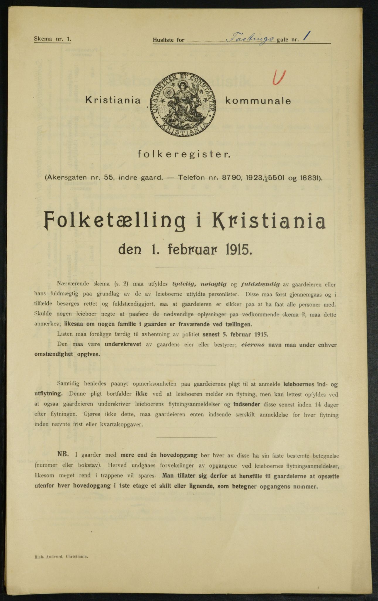 OBA, Municipal Census 1915 for Kristiania, 1915, p. 23177