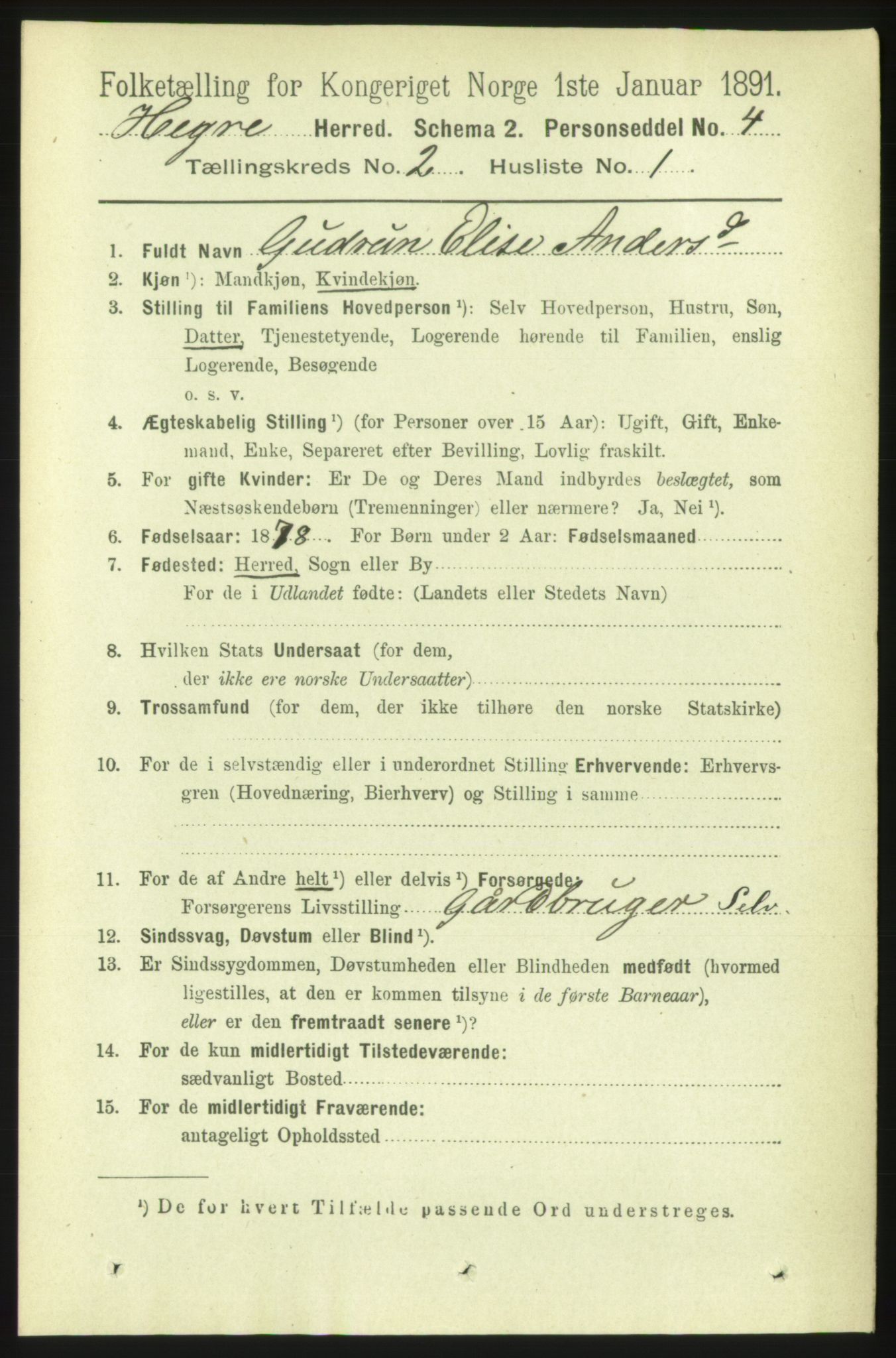 RA, 1891 census for 1712 Hegra, 1891, p. 509