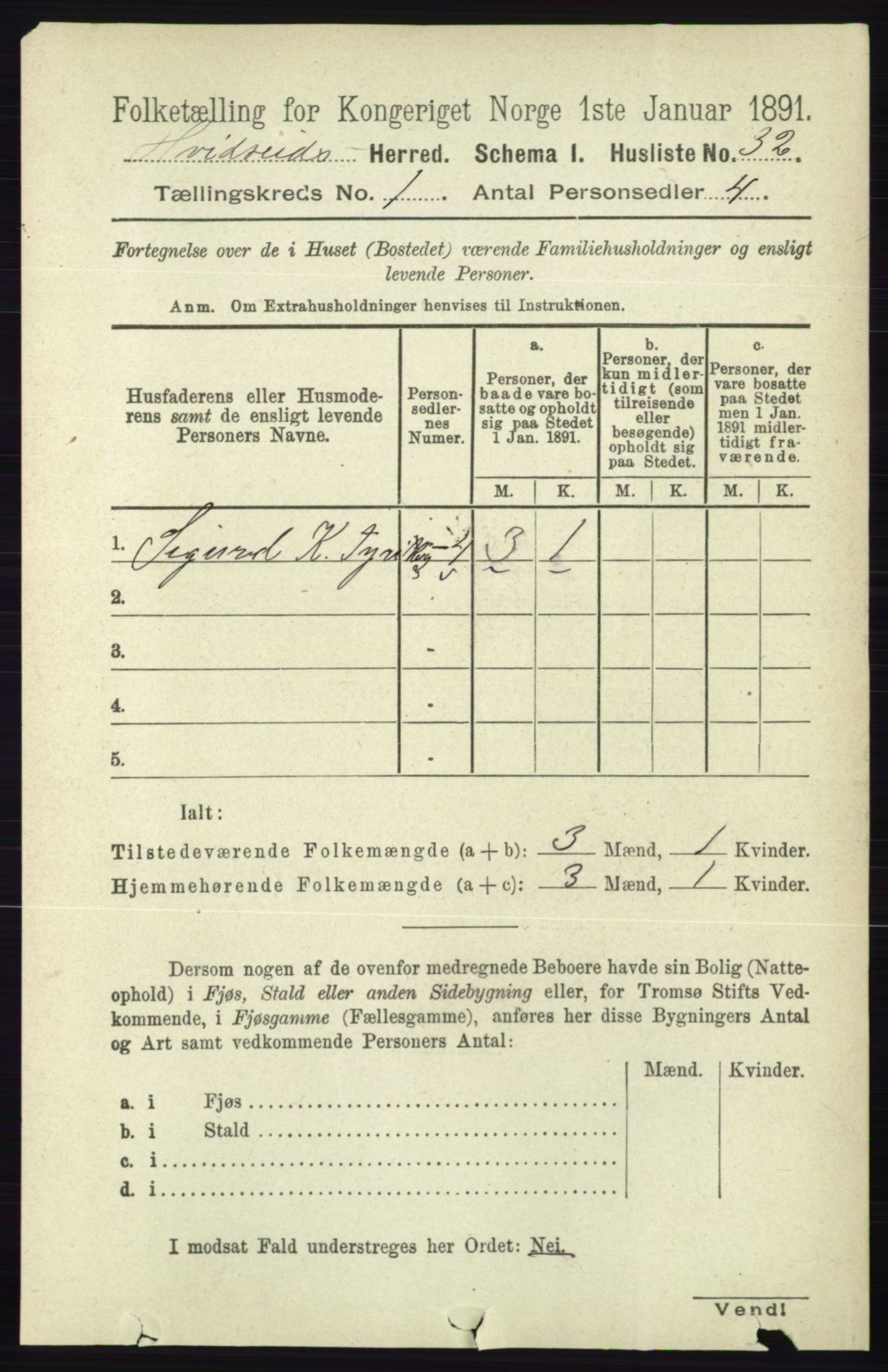 RA, 1891 census for 0829 Kviteseid, 1891, p. 72