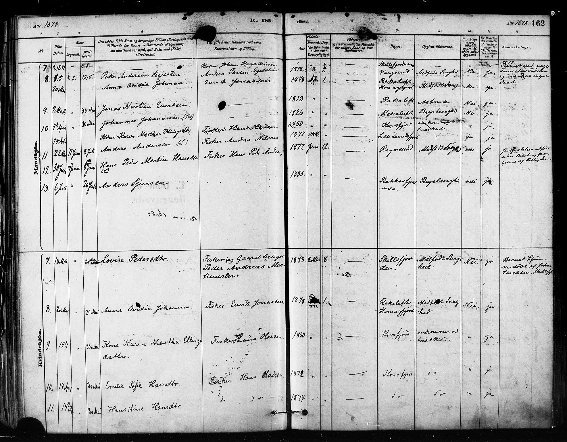Talvik sokneprestkontor, AV/SATØ-S-1337/H/Ha/L0012kirke: Parish register (official) no. 12, 1878-1886, p. 162