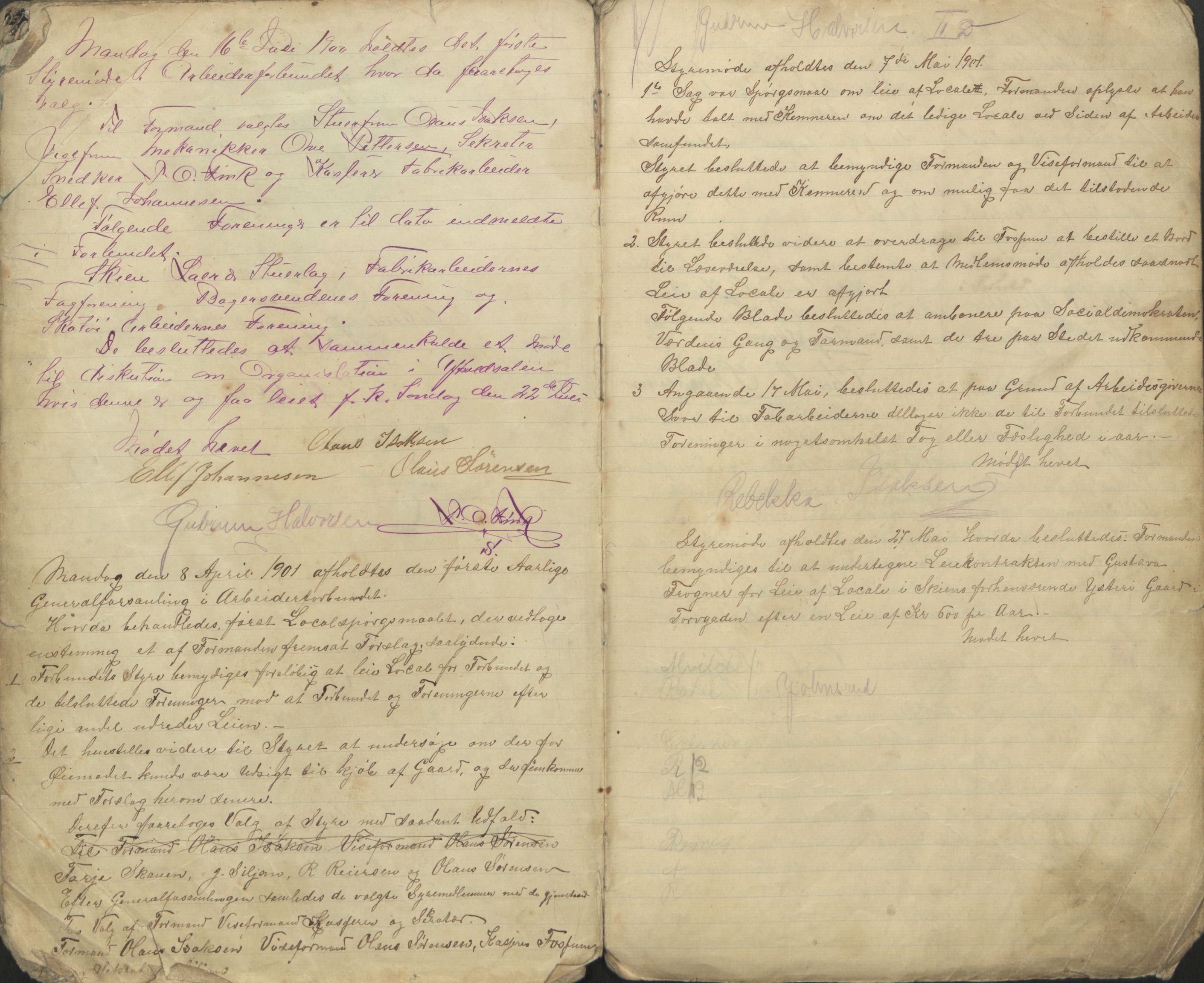 Skiens Arbeiderforbund, AAT/A-806165/A/L0001: Møtebok, 1900-1902