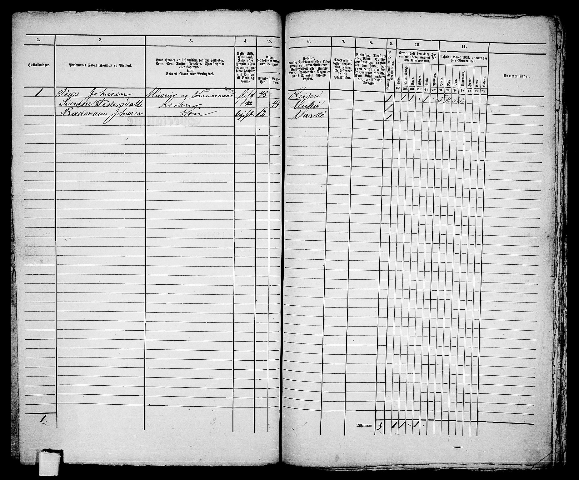 RA, 1865 census for Vardø/Vardø, 1865, p. 167