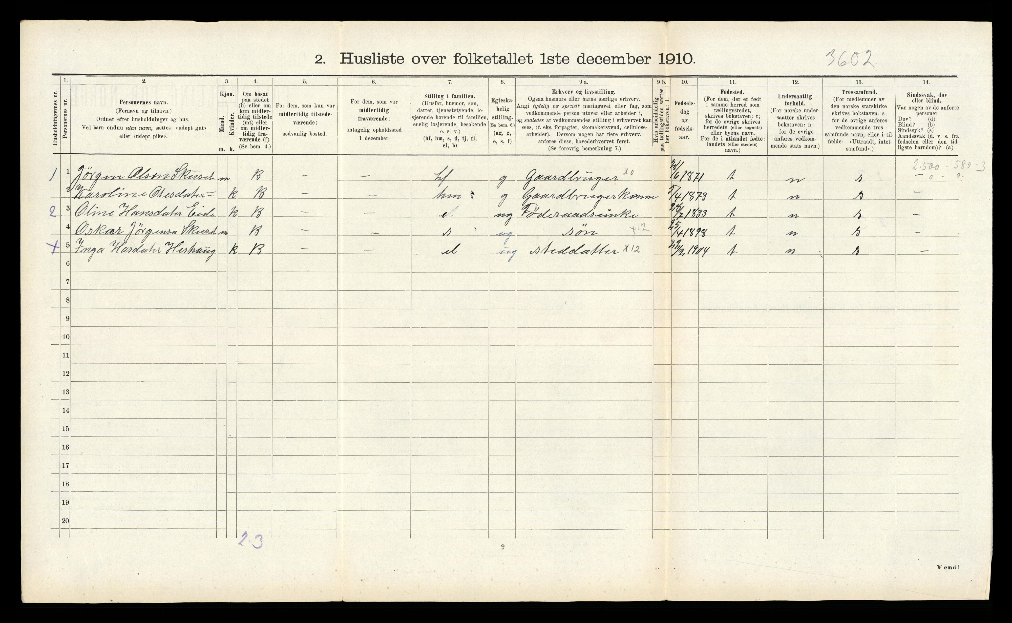 RA, 1910 census for Norddal, 1910, p. 742