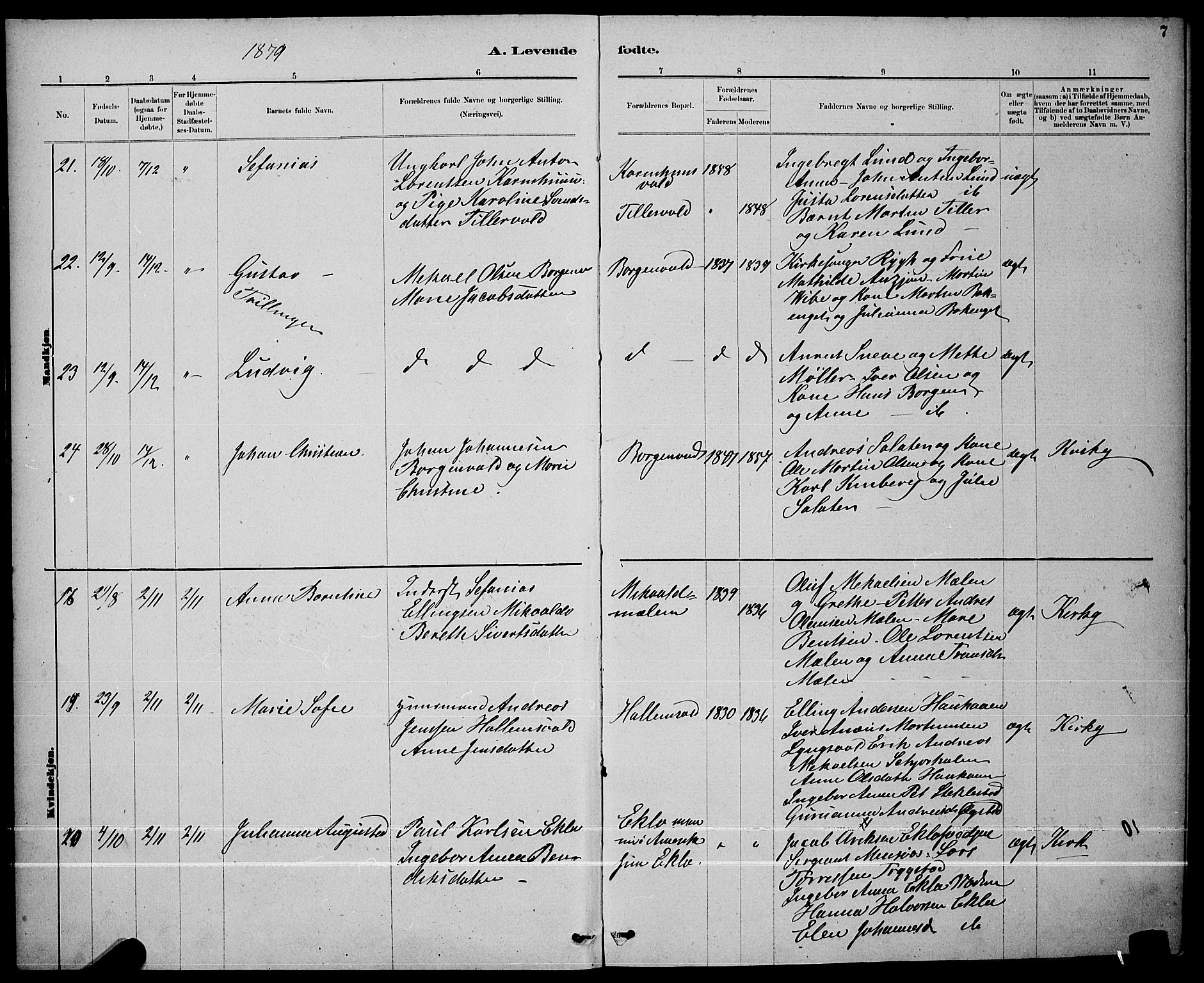 Ministerialprotokoller, klokkerbøker og fødselsregistre - Nord-Trøndelag, AV/SAT-A-1458/723/L0256: Parish register (copy) no. 723C04, 1879-1890, p. 7