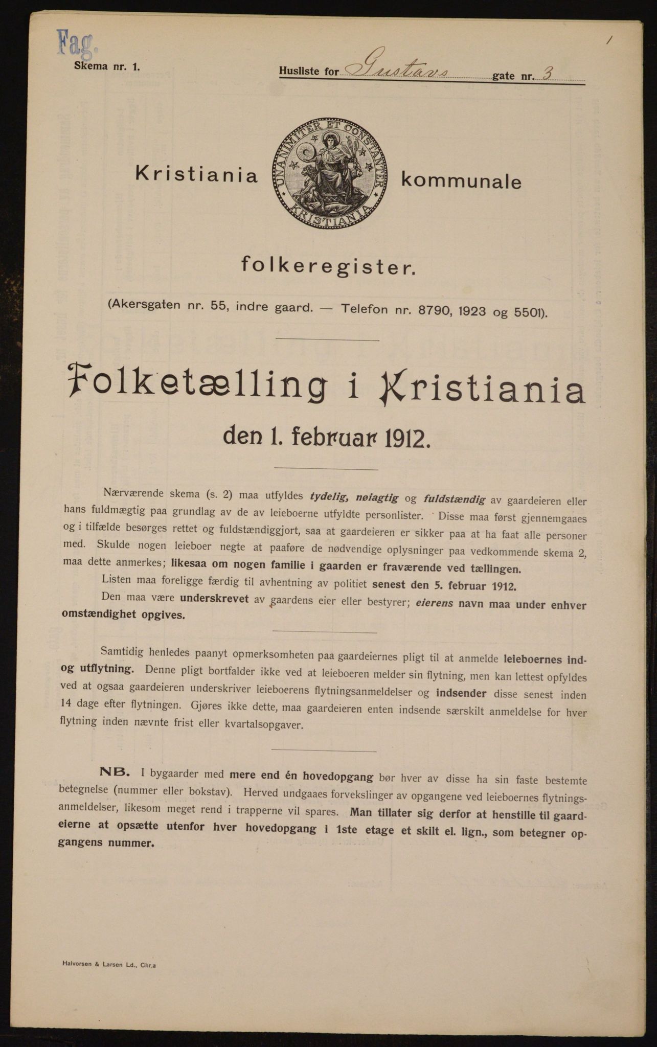 OBA, Municipal Census 1912 for Kristiania, 1912, p. 32458