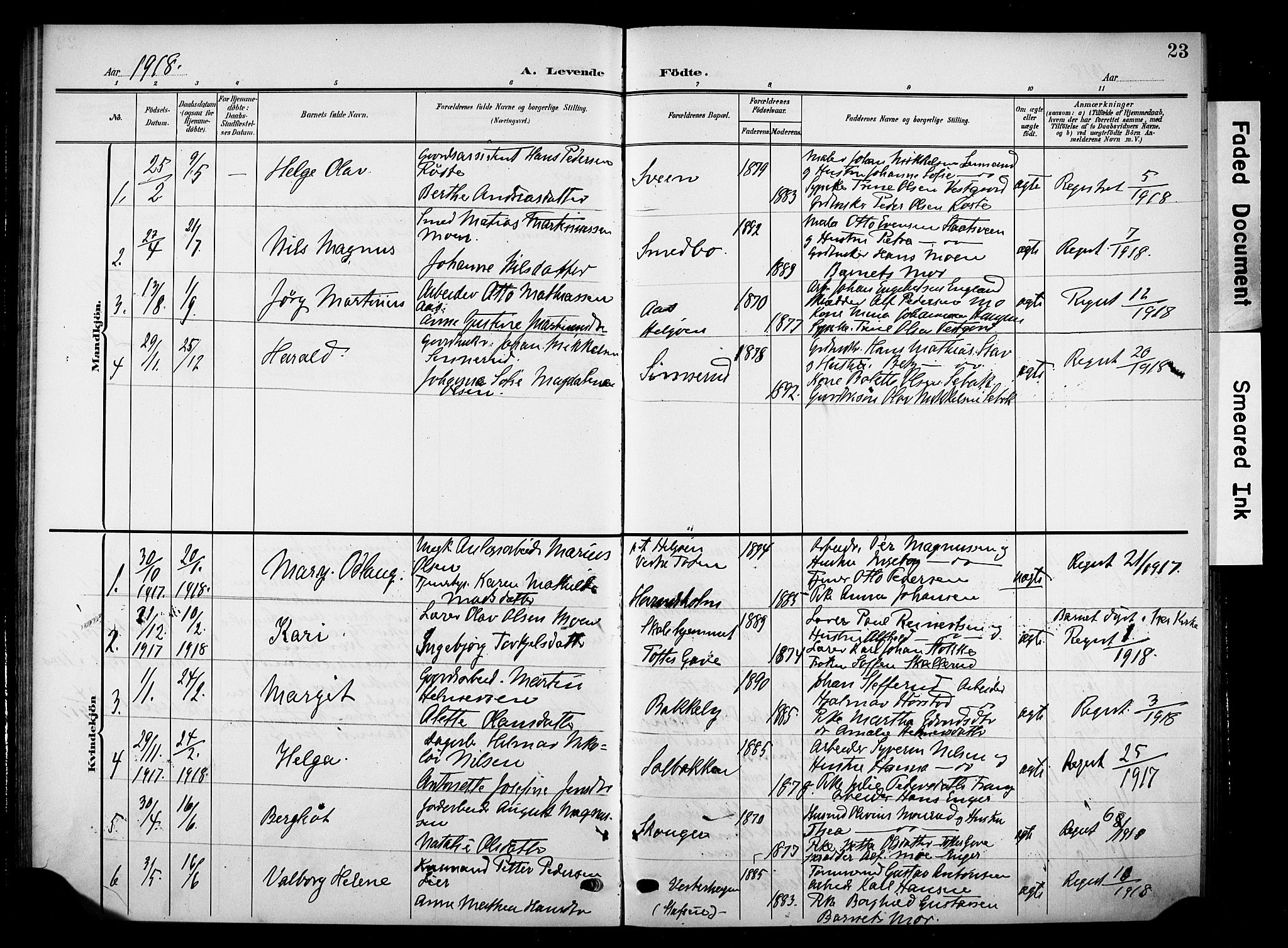 Nes prestekontor, Hedmark, AV/SAH-PREST-020/K/Ka/L0012: Parish register (official) no. 12, 1906-1920, p. 23