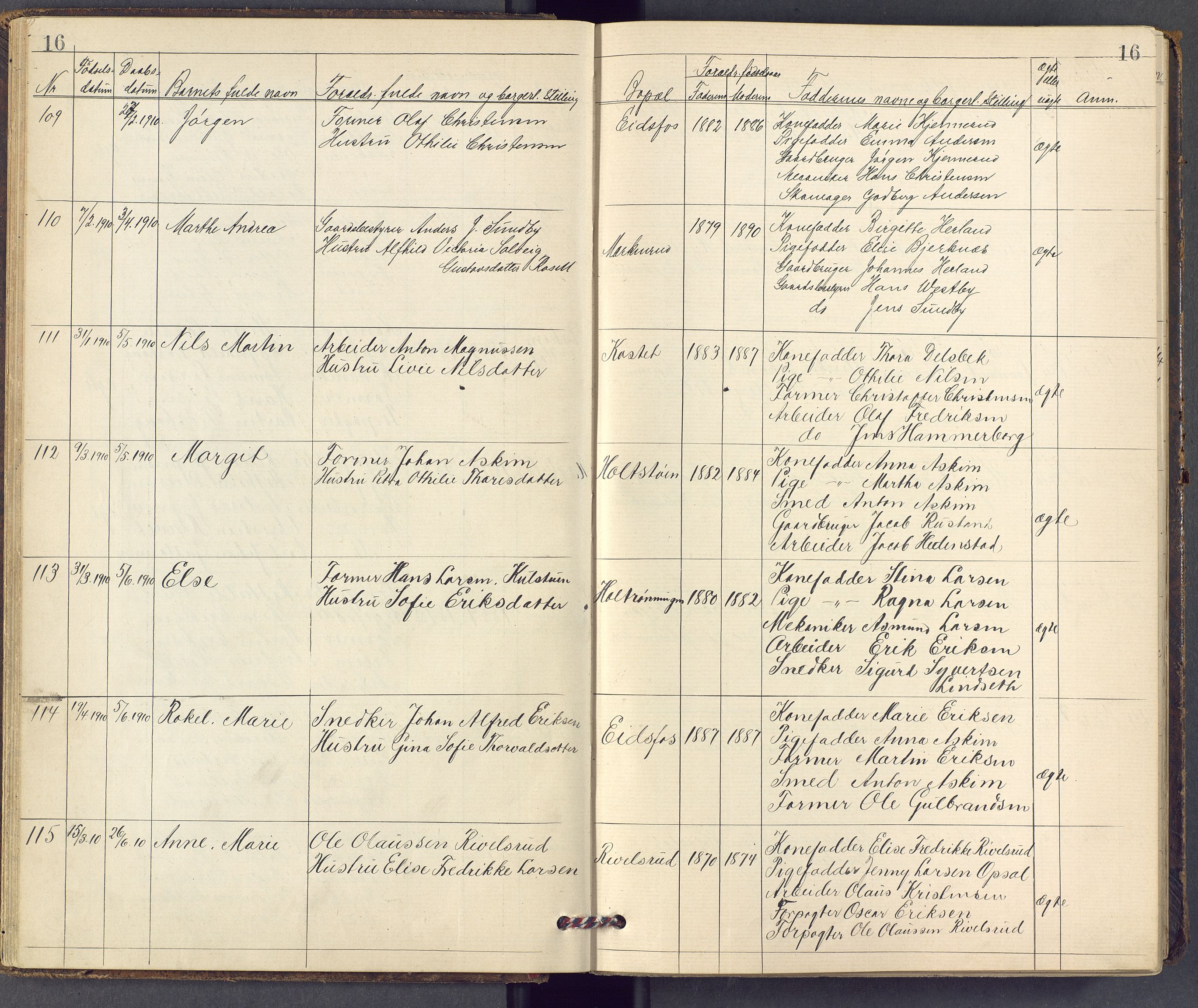 Hof kirkebøker, SAKO/A-64/F/Fc/L0001: Parish register (official) no. III 1, 1904-1983, p. 16