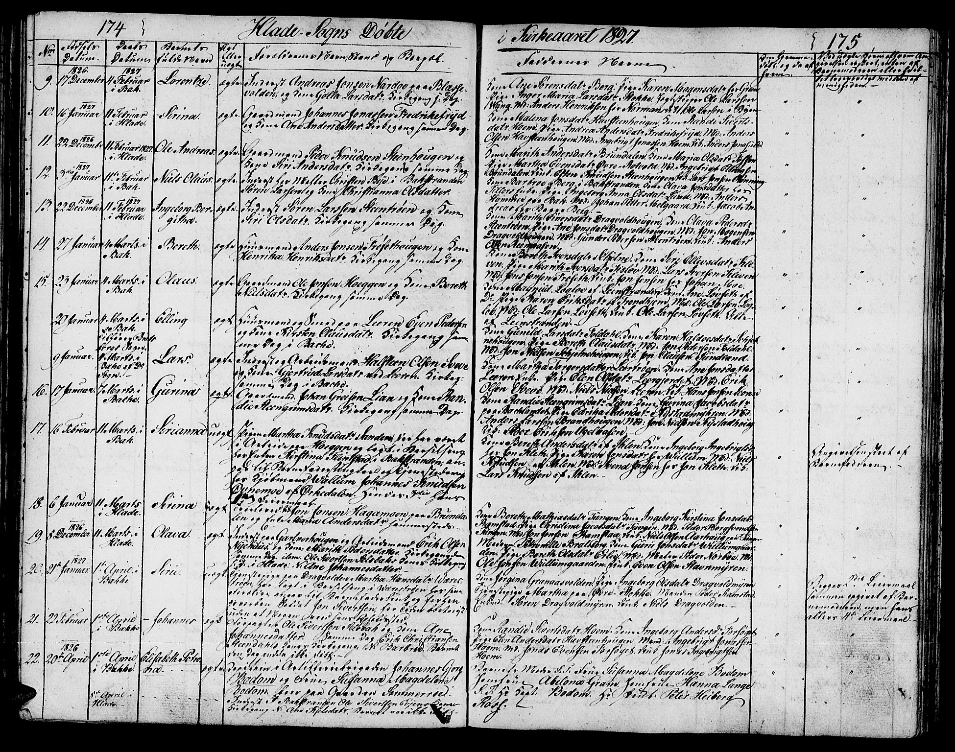 Ministerialprotokoller, klokkerbøker og fødselsregistre - Sør-Trøndelag, SAT/A-1456/606/L0306: Parish register (copy) no. 606C02, 1797-1829, p. 174-175